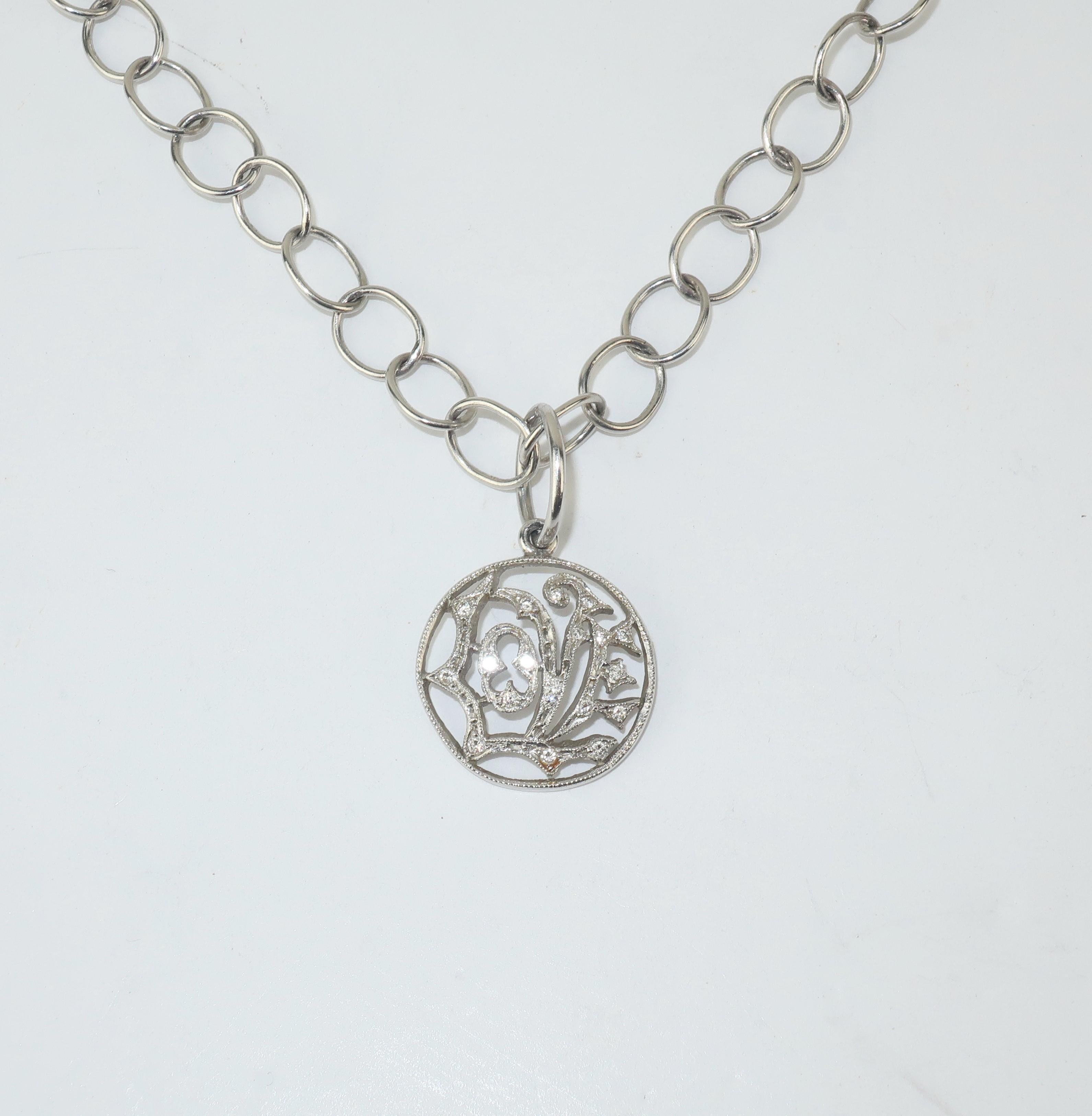 Cathy Waterman Platinum & Diamond 'Love' Necklace 2