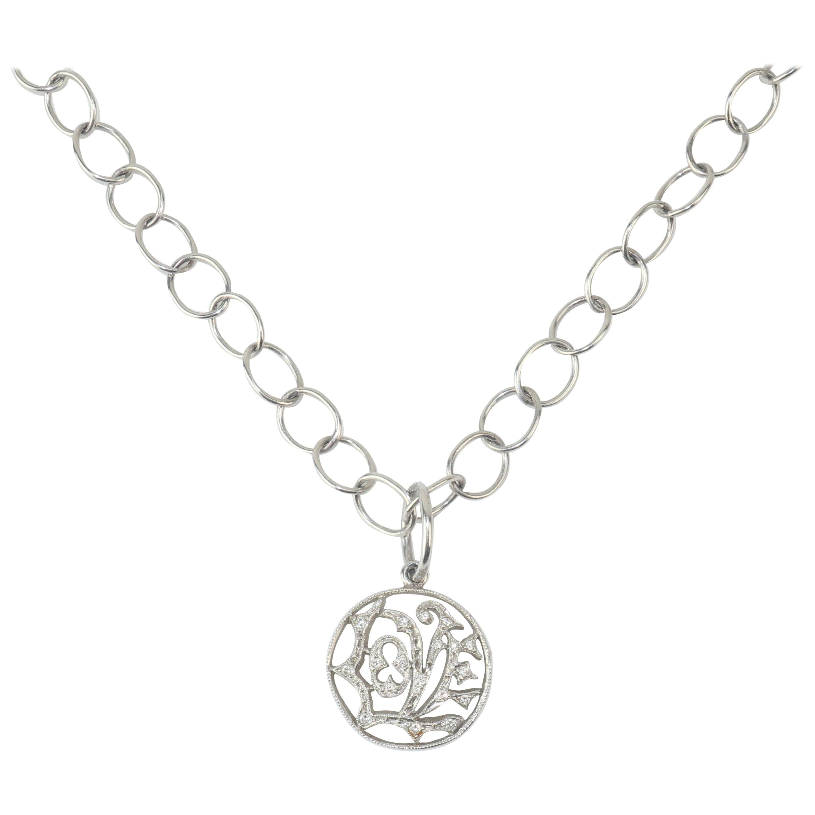 Cathy Waterman Platinum & Diamond 'Love' Necklace