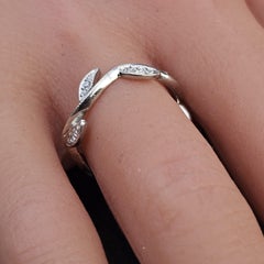 Cathy Waterman Platinum Diamond Ring Eternity Band Leaf floral size 6.75