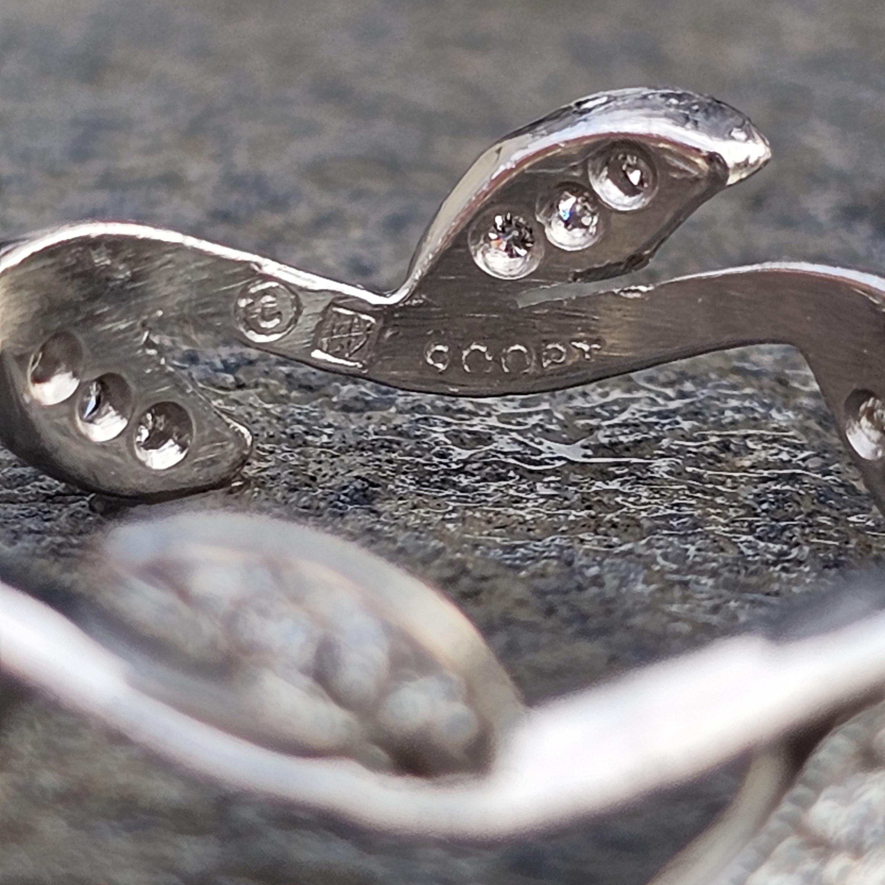Women's Cathy Waterman Platinum Diamond Ring Eternity Band Leaf floral size 6.75 For Sale