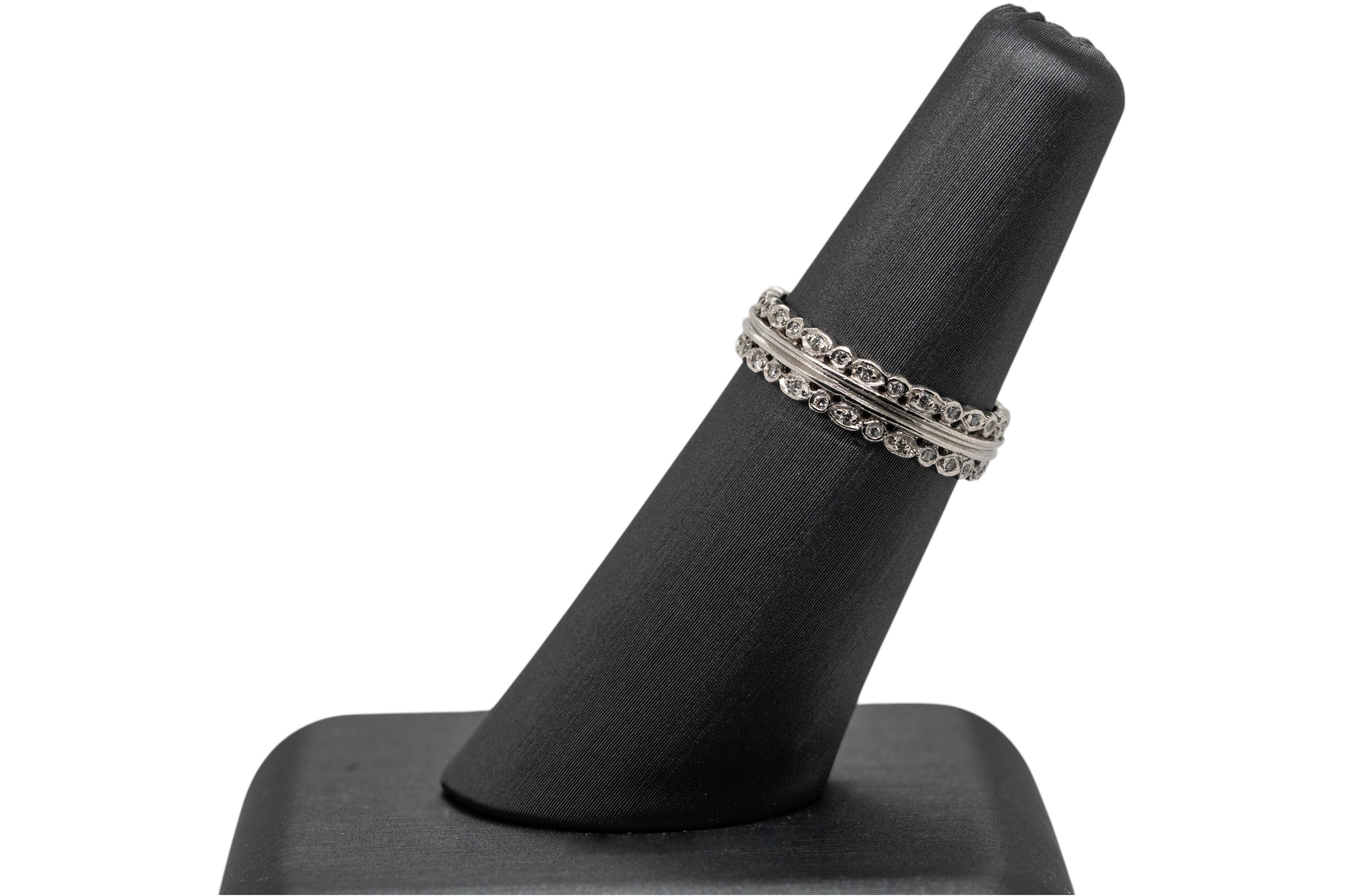 Round Cut Cathy Waterman Platinum Double Natural Diamond Row Eternity Ring For Sale