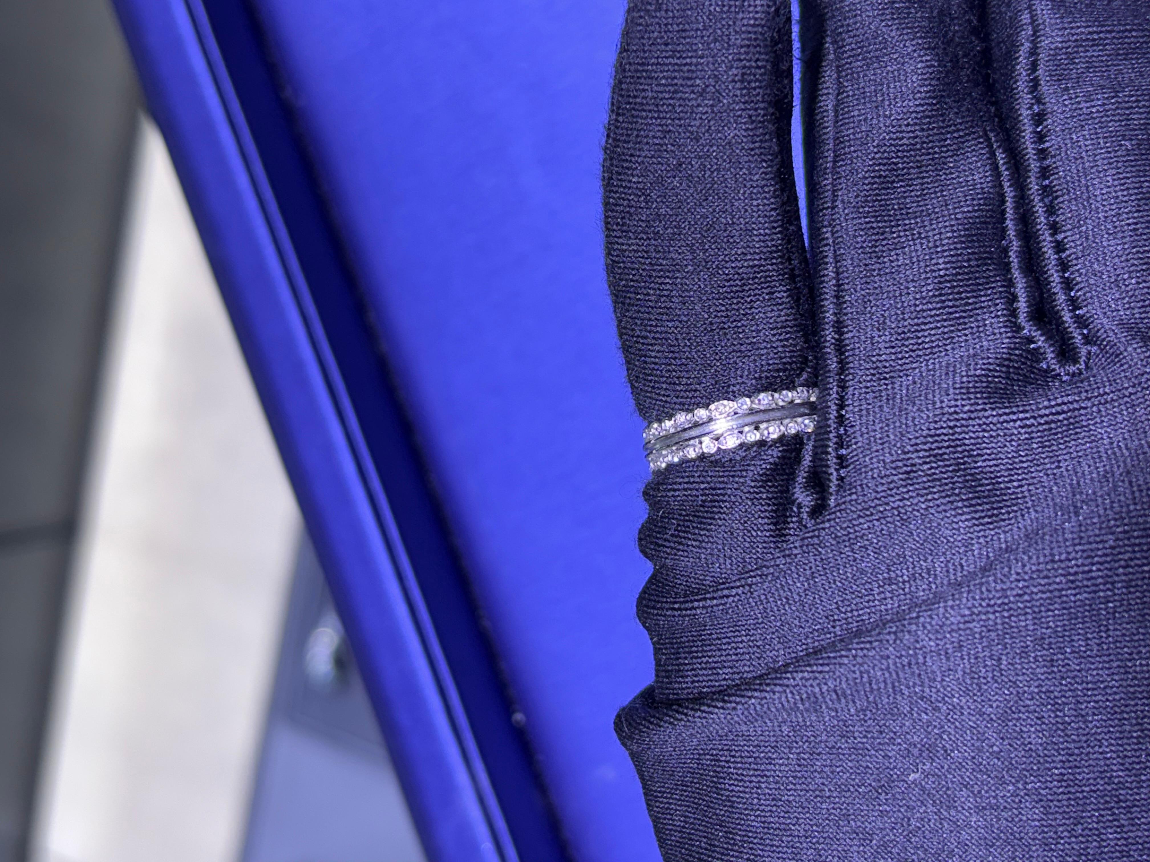 Cathy Waterman Platinum Double Natural Diamond Row Eternity Ring In Excellent Condition For Sale In Boca Raton, FL