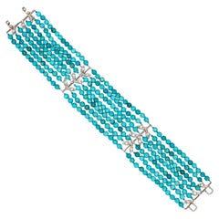 Cathy Waterman Turquoise Diamond Bracelet 7 Strand Platinum Estate 6.25"