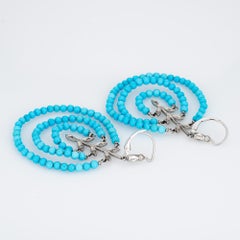 Cathy Waterman Boucles d'oreilles en turquoise et diamants multi-créoles Estate Fine Jewelry