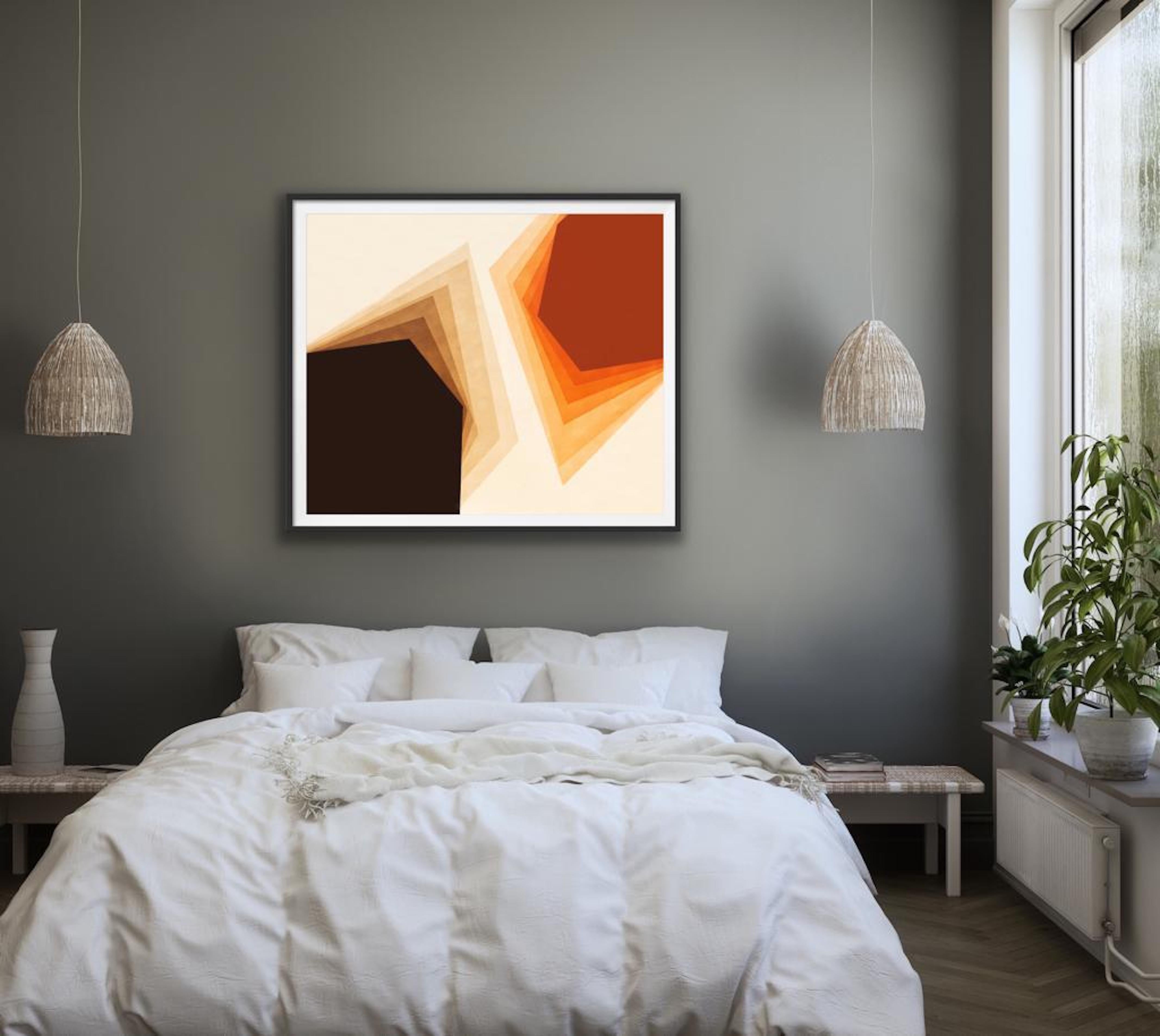 Attrazioni 1, Pittura, Acrilico su tela - Abstract Painting Beige di Catia Goffinet