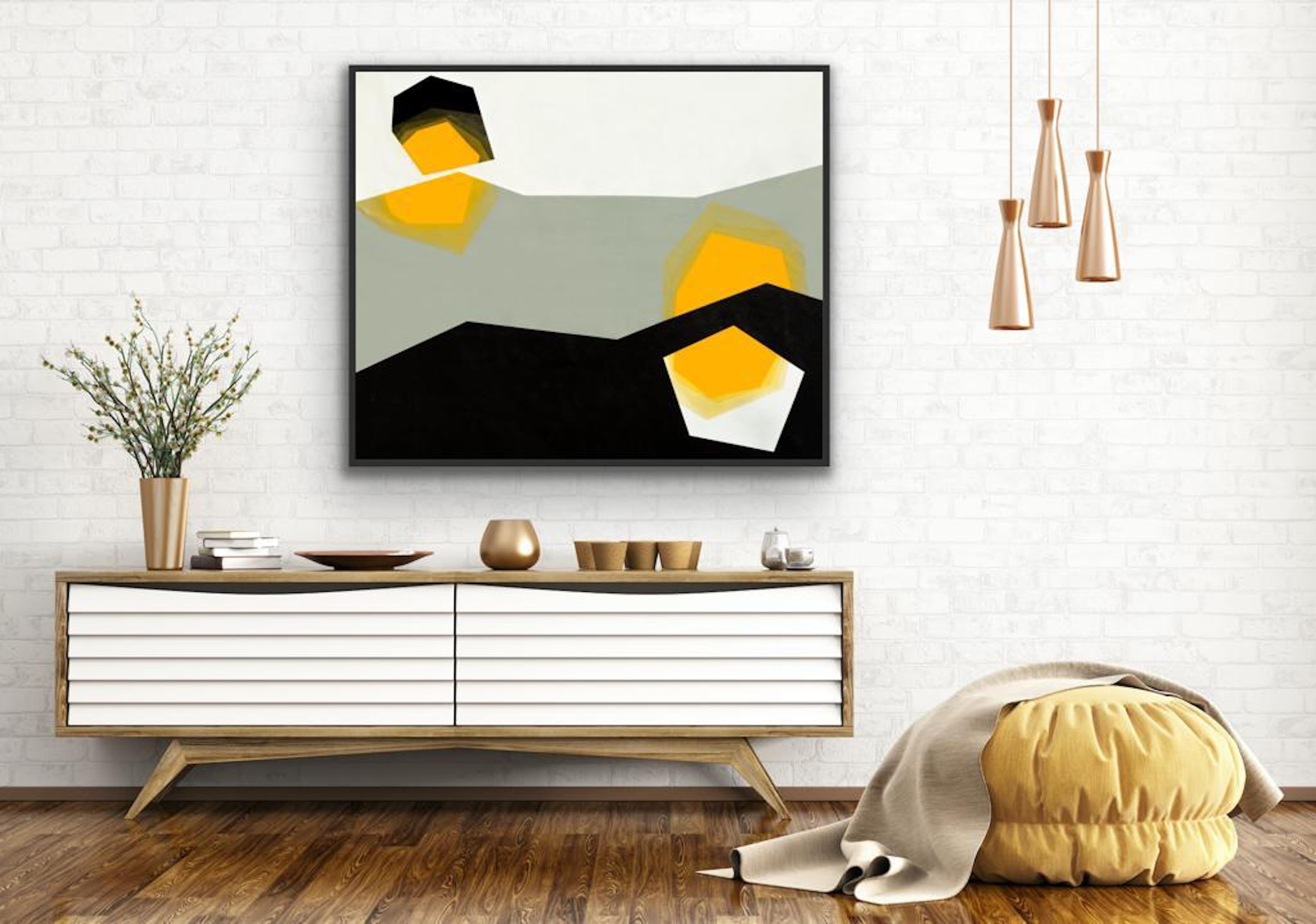 Color Block 10, Painting, Acrylic on Canvas - Beige Abstract Painting by Catia Goffinet