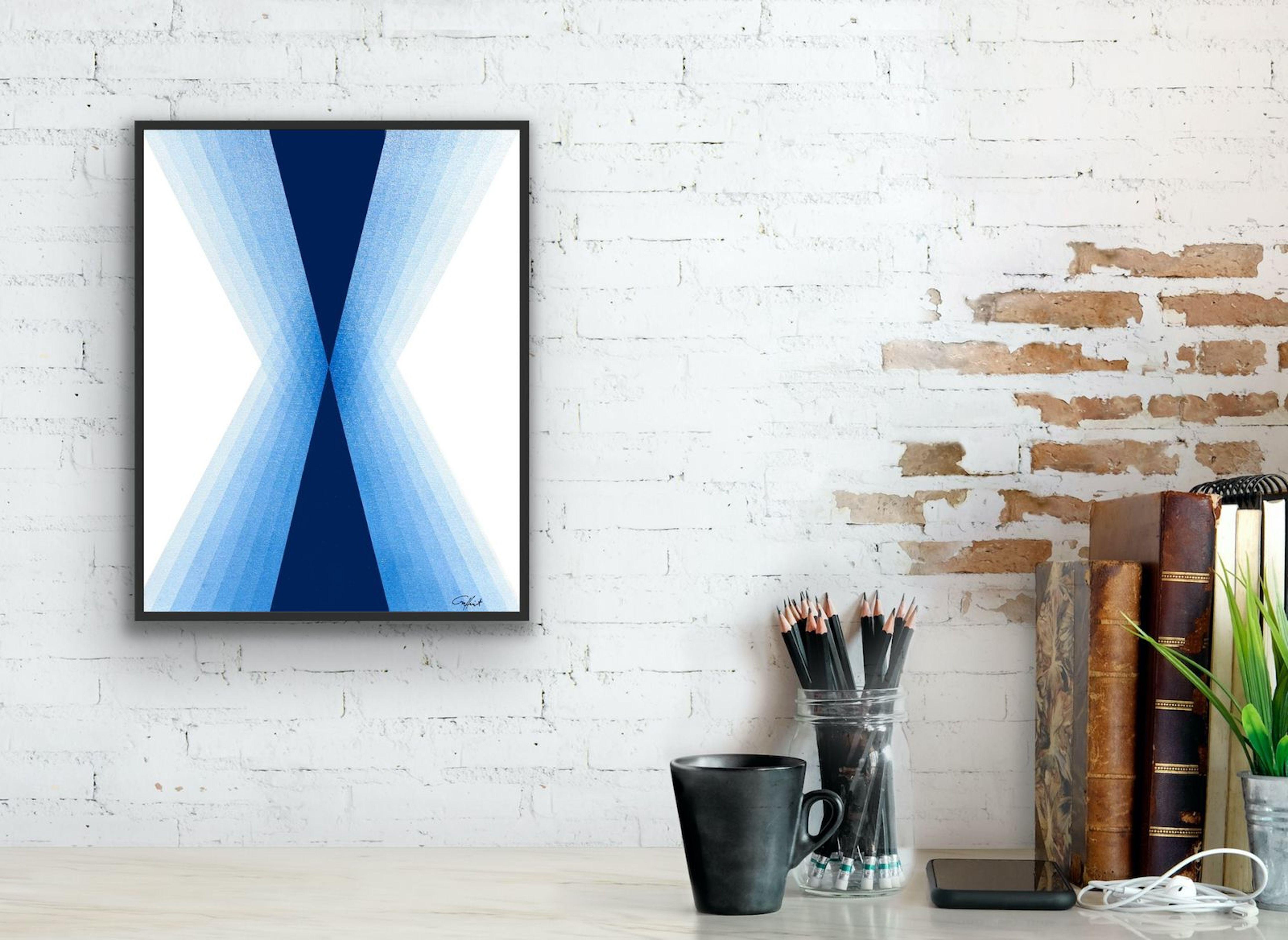 Conv o Div 4, Pittura, Acrilico su tela - Abstract Painting Blu di Catia Goffinet