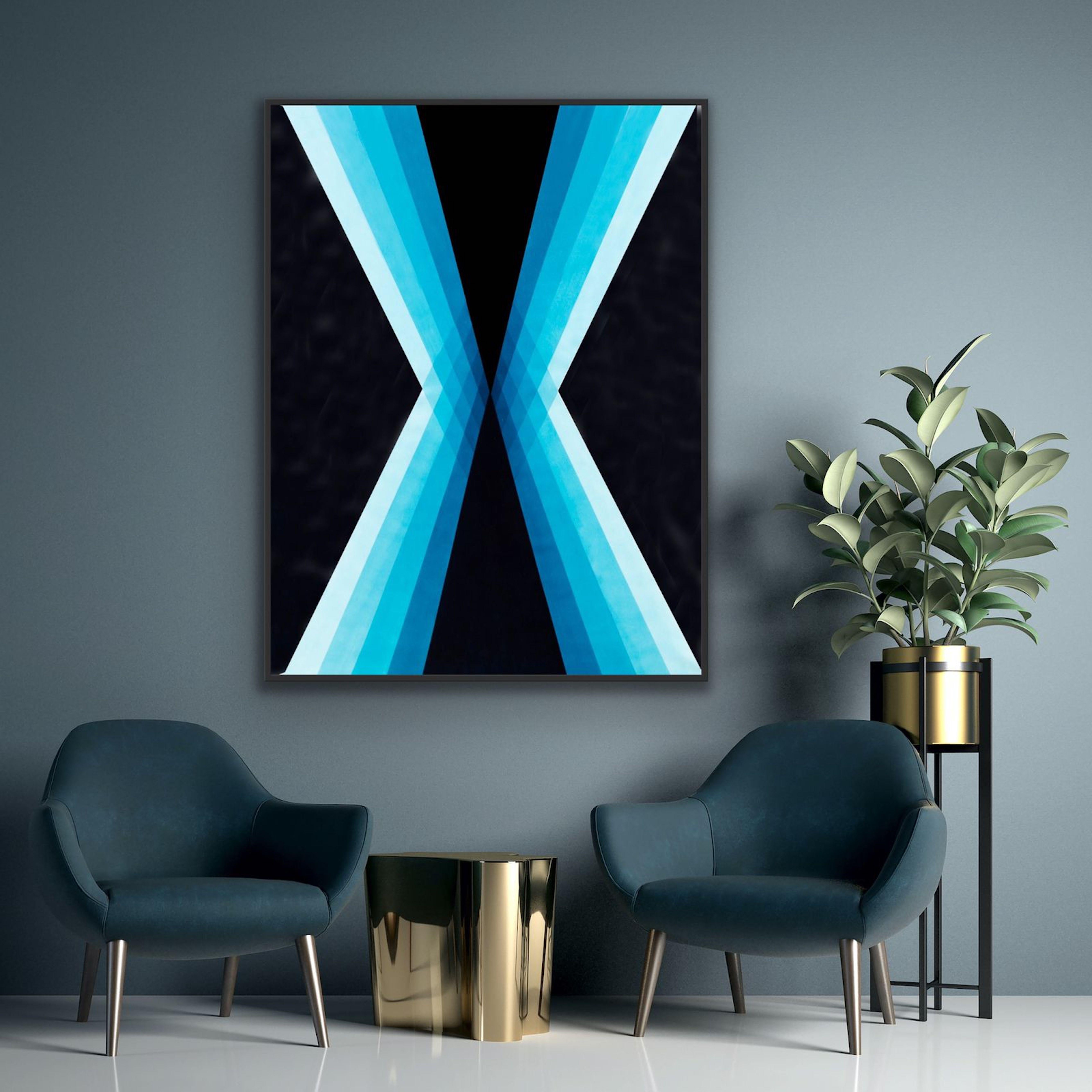 Convergent o Divergent 2 - Blu intenso, Pittura, Acrilico su tela - Painting di Catia Goffinet