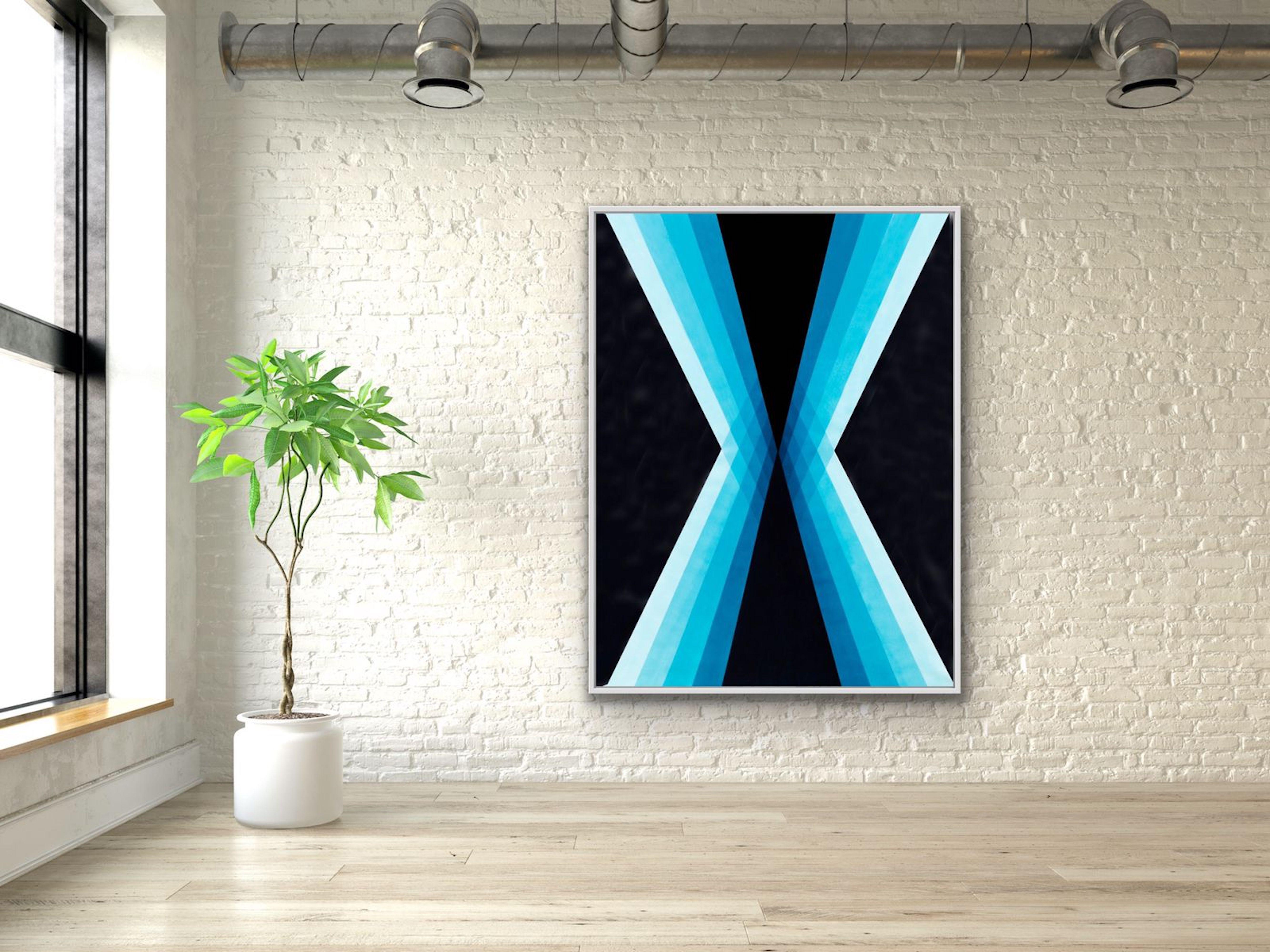 Convergent o Divergent 2 - Blu intenso, Pittura, Acrilico su tela - Painting Astratto di Catia Goffinet