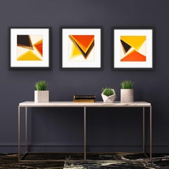 Orange Oranges Triptychon, Gemälde, Acryl auf Leinwand