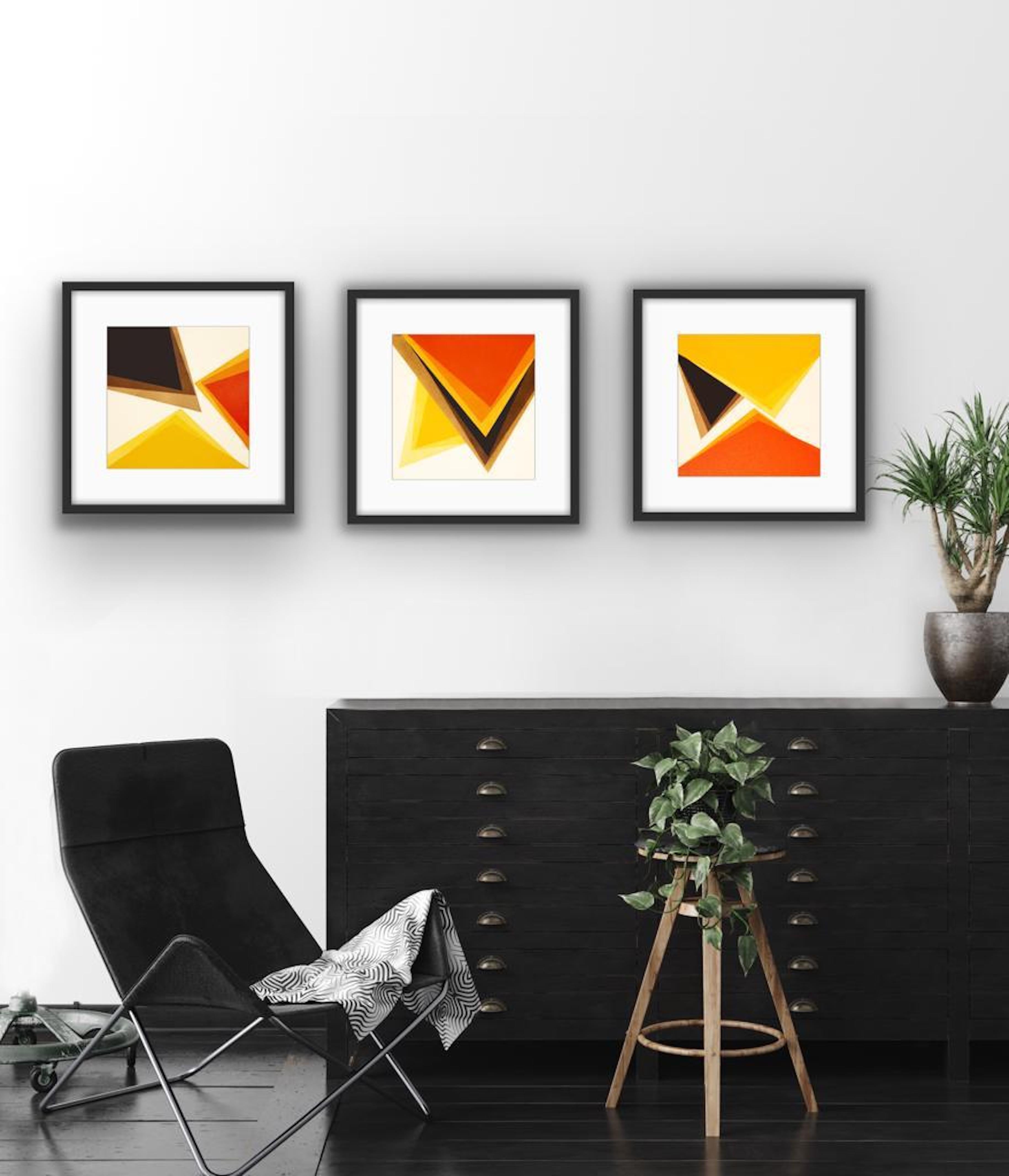Orange Triptych, Painting, Acrylic on Canvas For Sale 1