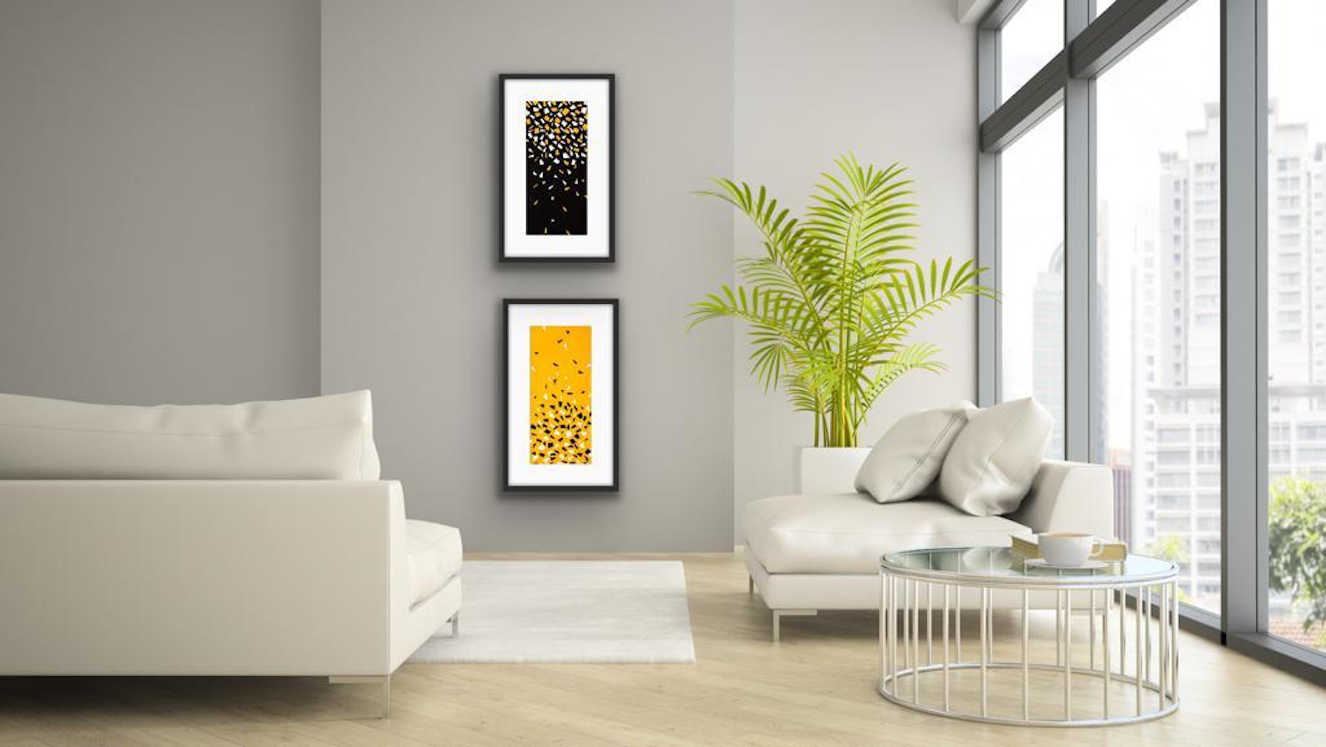Pezzi di sole, Pittura, Acrilico su tela - Abstract Painting Arancia di Catia Goffinet