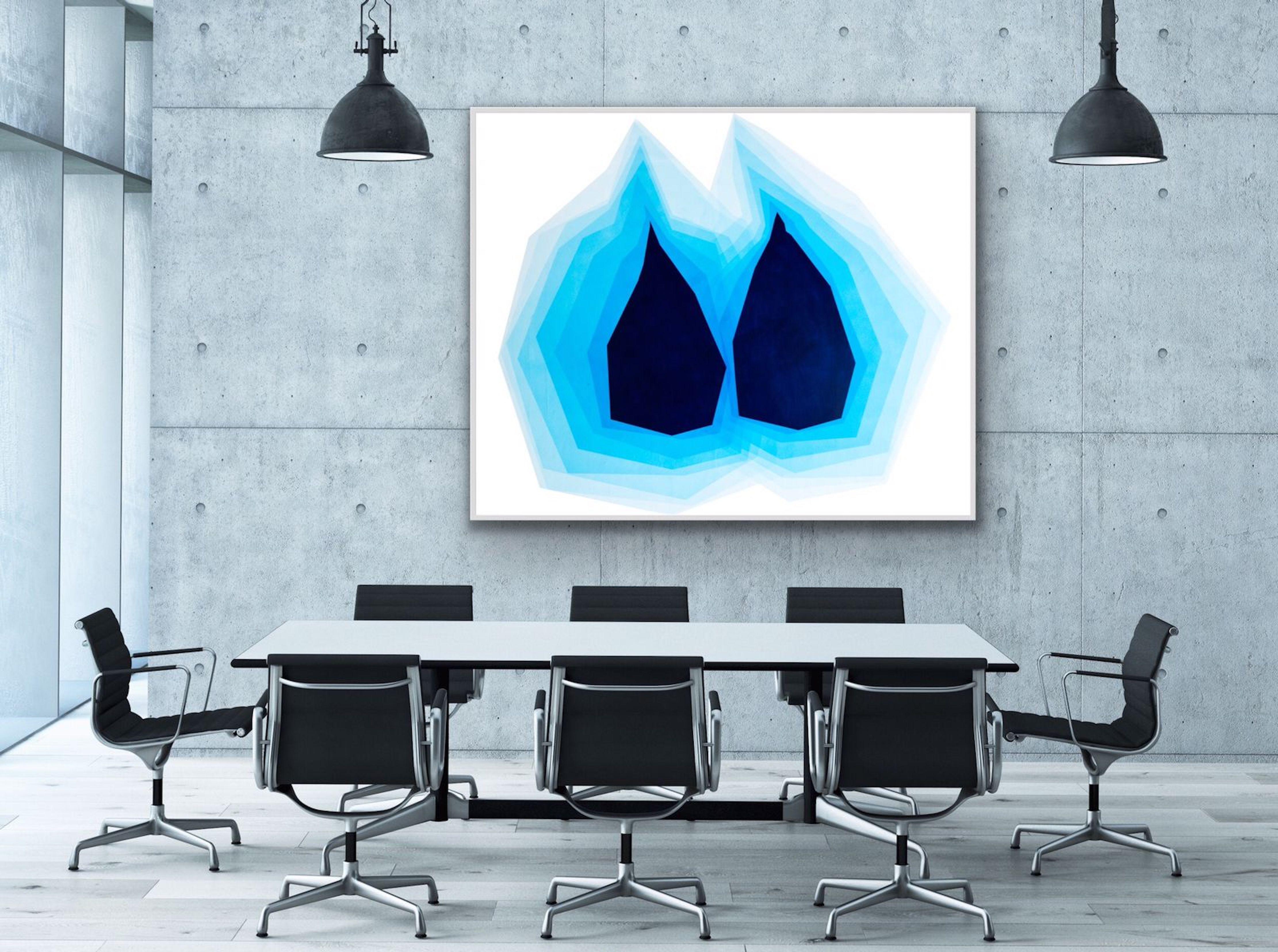 Anima gemella 2, Pittura, Acrilico su tela - Abstract Painting Blu di Catia Goffinet