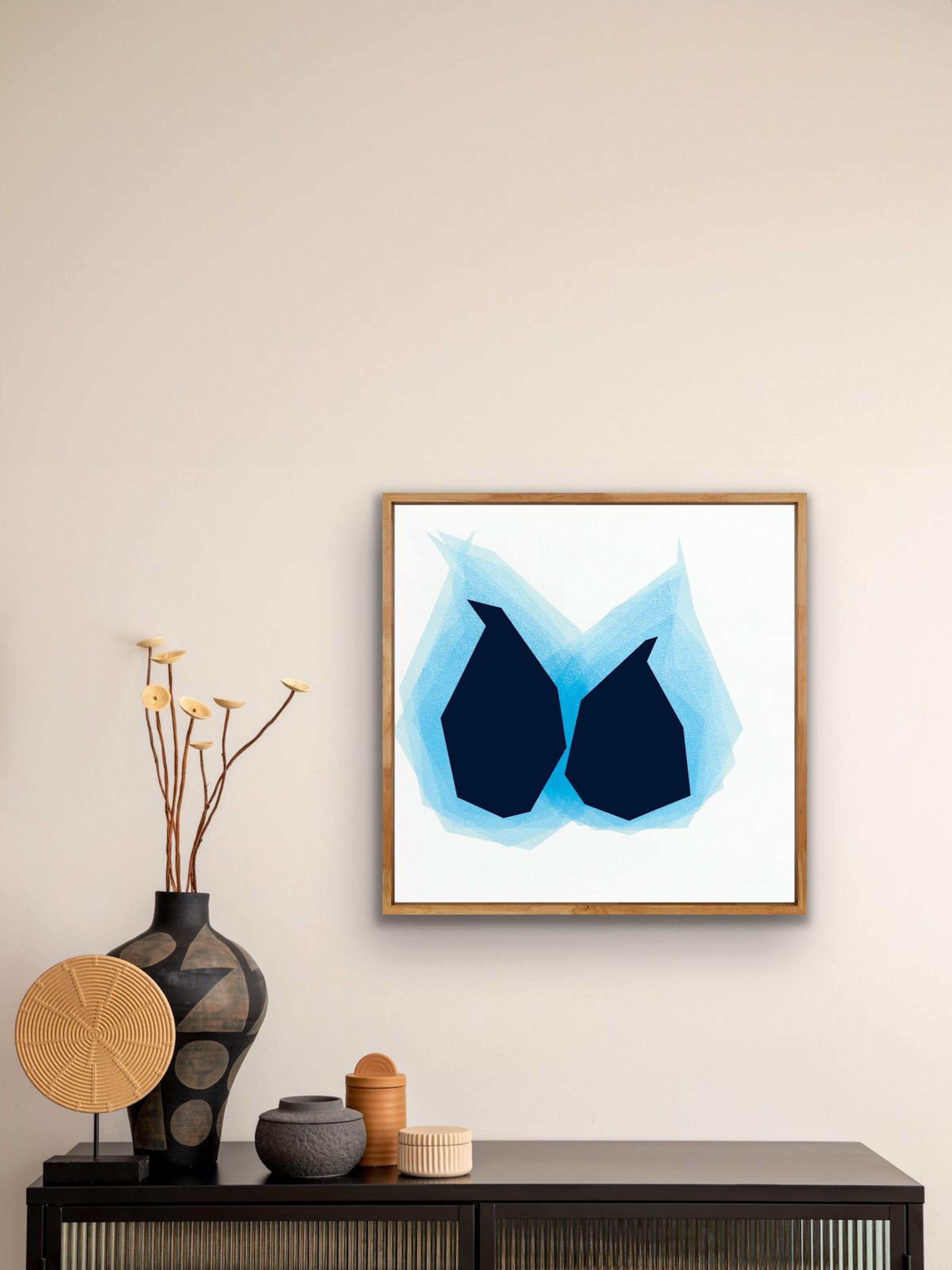 Soulmate Blue est une peinture abstraite qui transmet un sentiment de connexion et d'harmonie :: : Peinture : : Abstrait : : Cette œuvre est accompagnée d'un certificat d'authenticité officiel signé par l'artiste : : Prêt à être accroché : Non : :