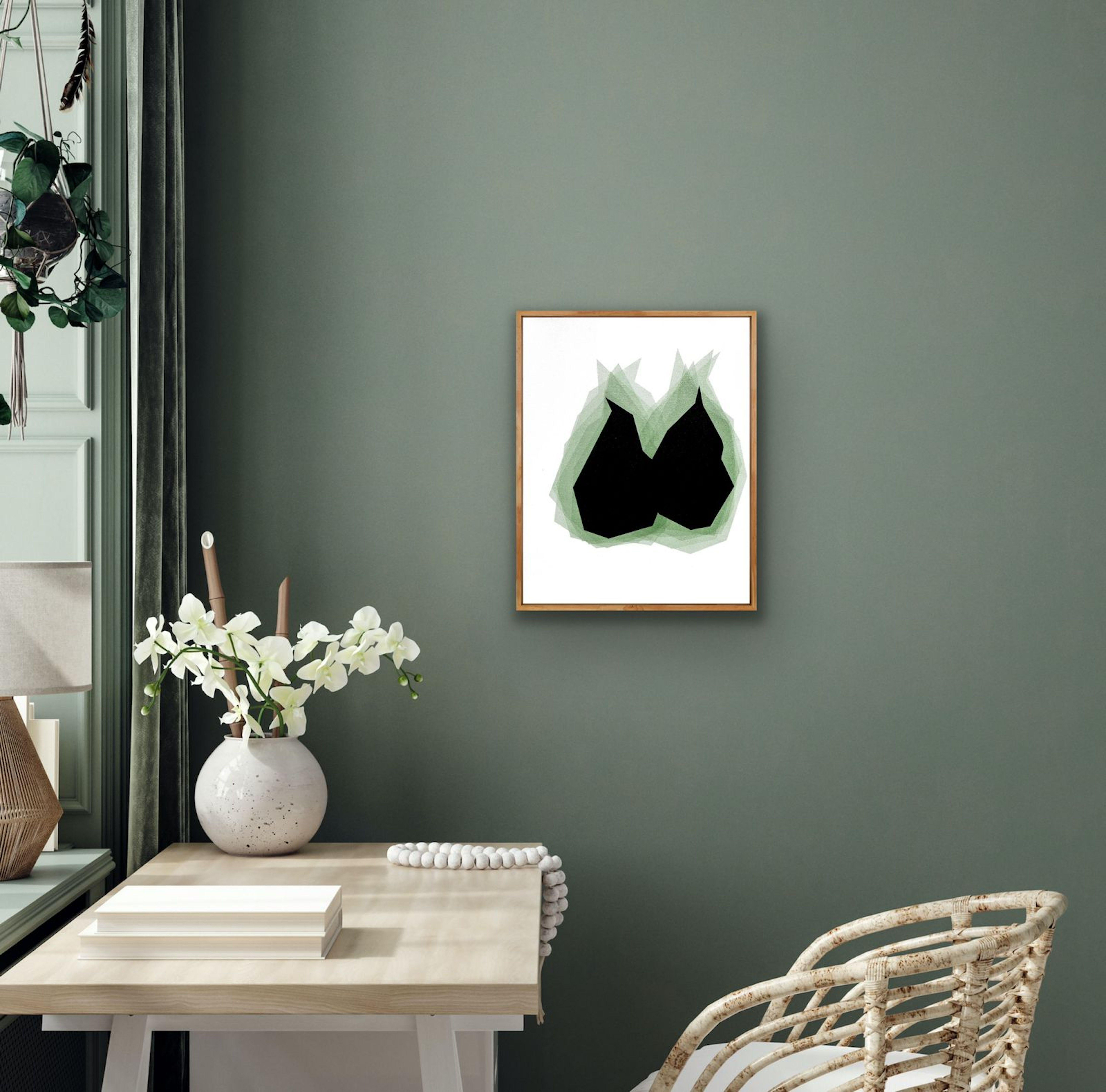 Soulmate Verde 3, Pintura, Acrílico sobre lienzo - Painting Abstracto de Catia Goffinet