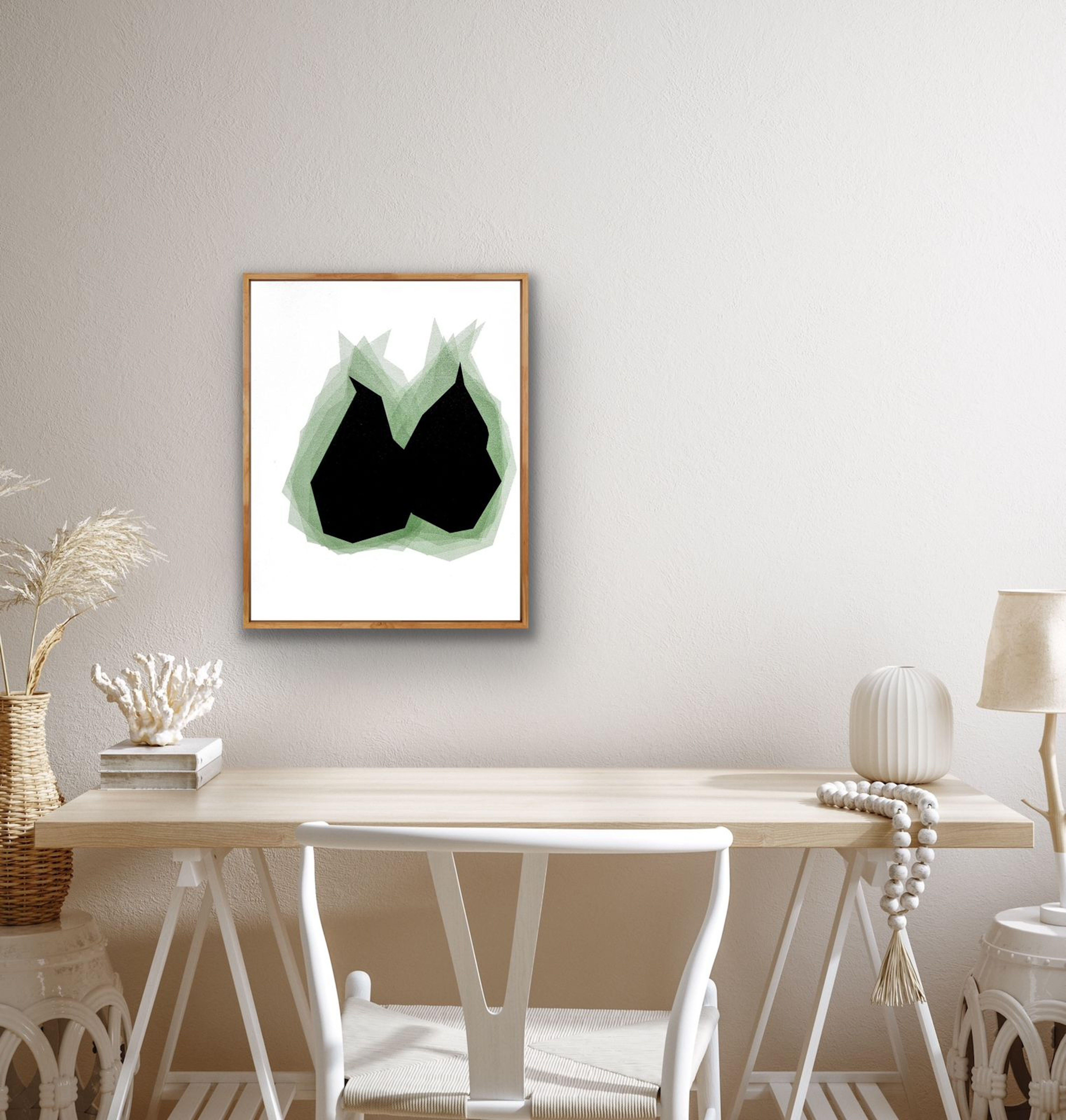 Soulmate Verde 3, Pintura, Acrílico sobre lienzo - Abstract Painting Negro de Catia Goffinet