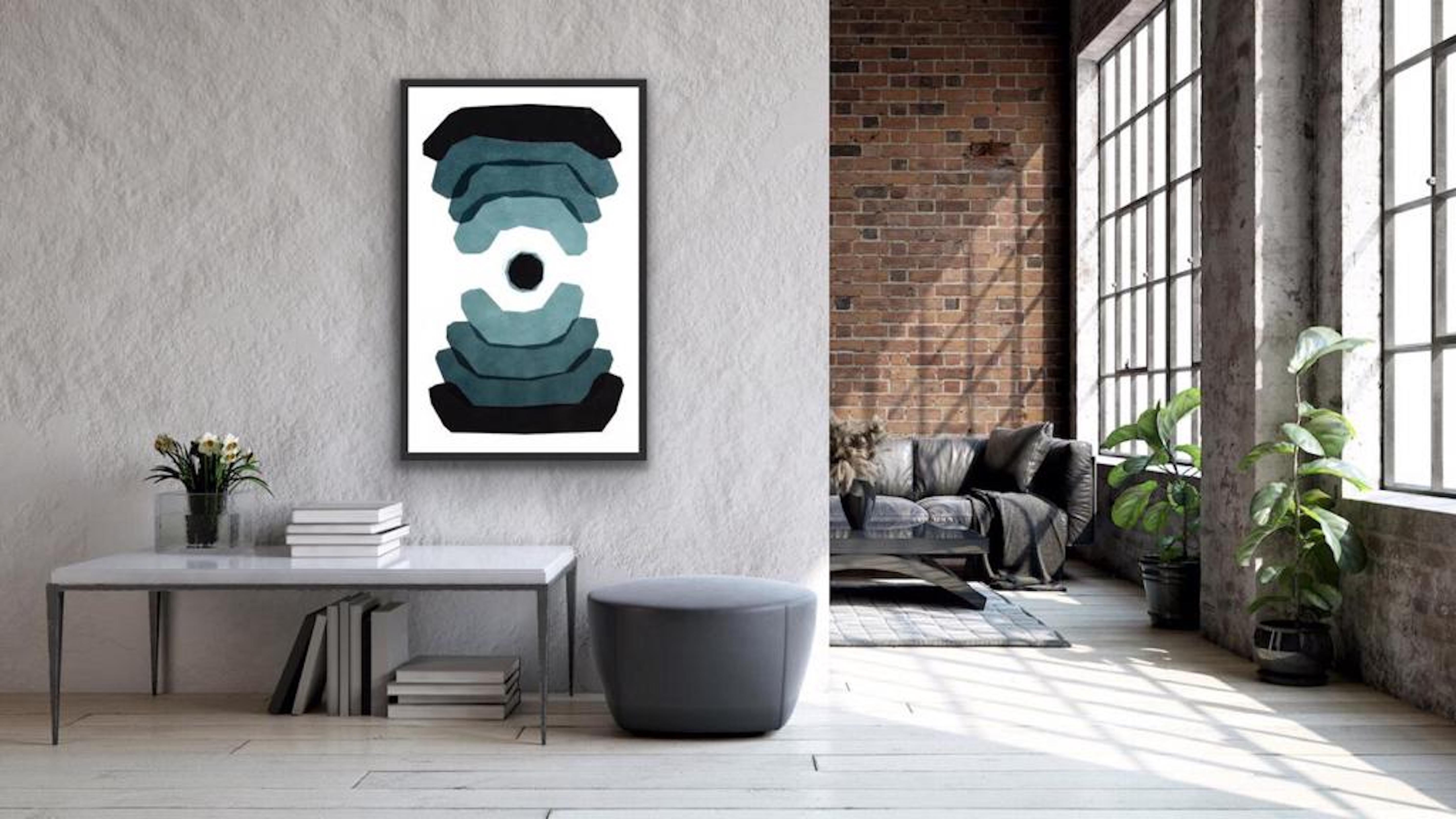 La forza che ci circonda, Pittura, Acrilico su tela - Abstract Painting Nero di Catia Goffinet