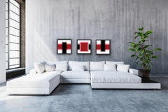 Geometrisches Rot, Gemälde, Acryl auf Leinwand, Triptychon