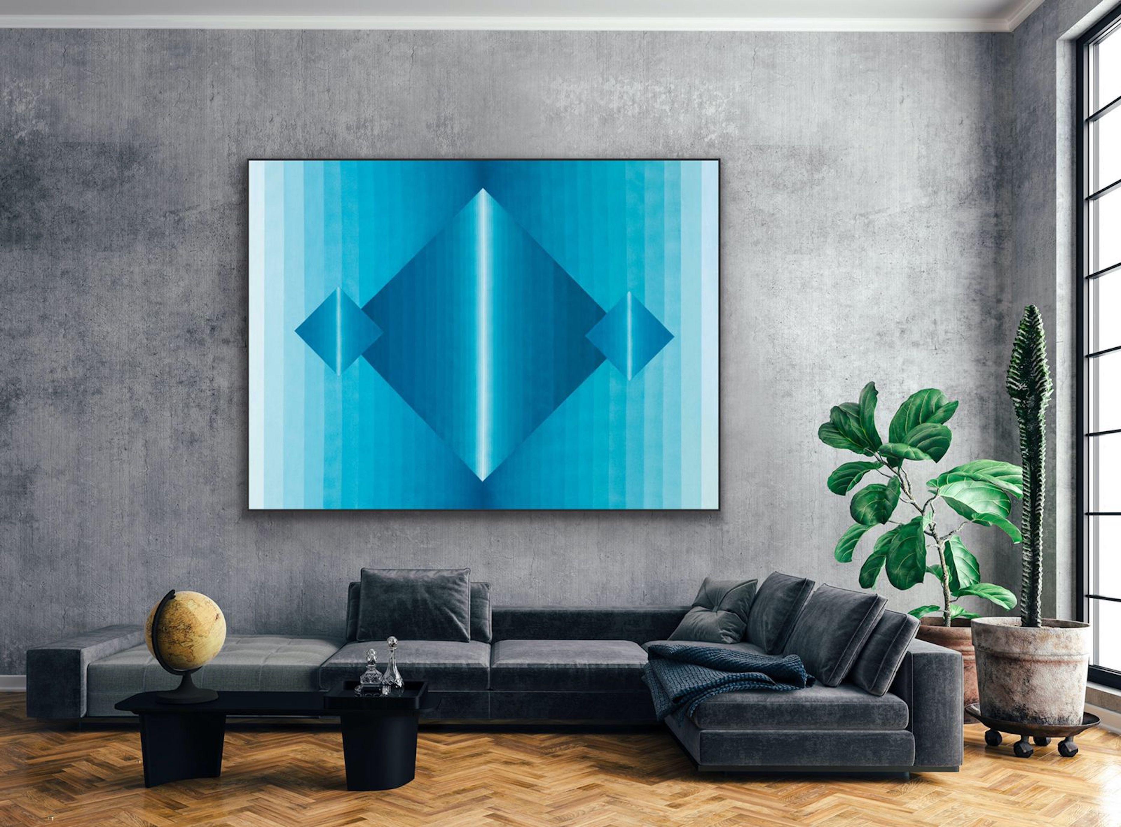 Two Sides 11, Pittura, Acrilico su tela - Abstract Painting Blu di Catia Goffinet
