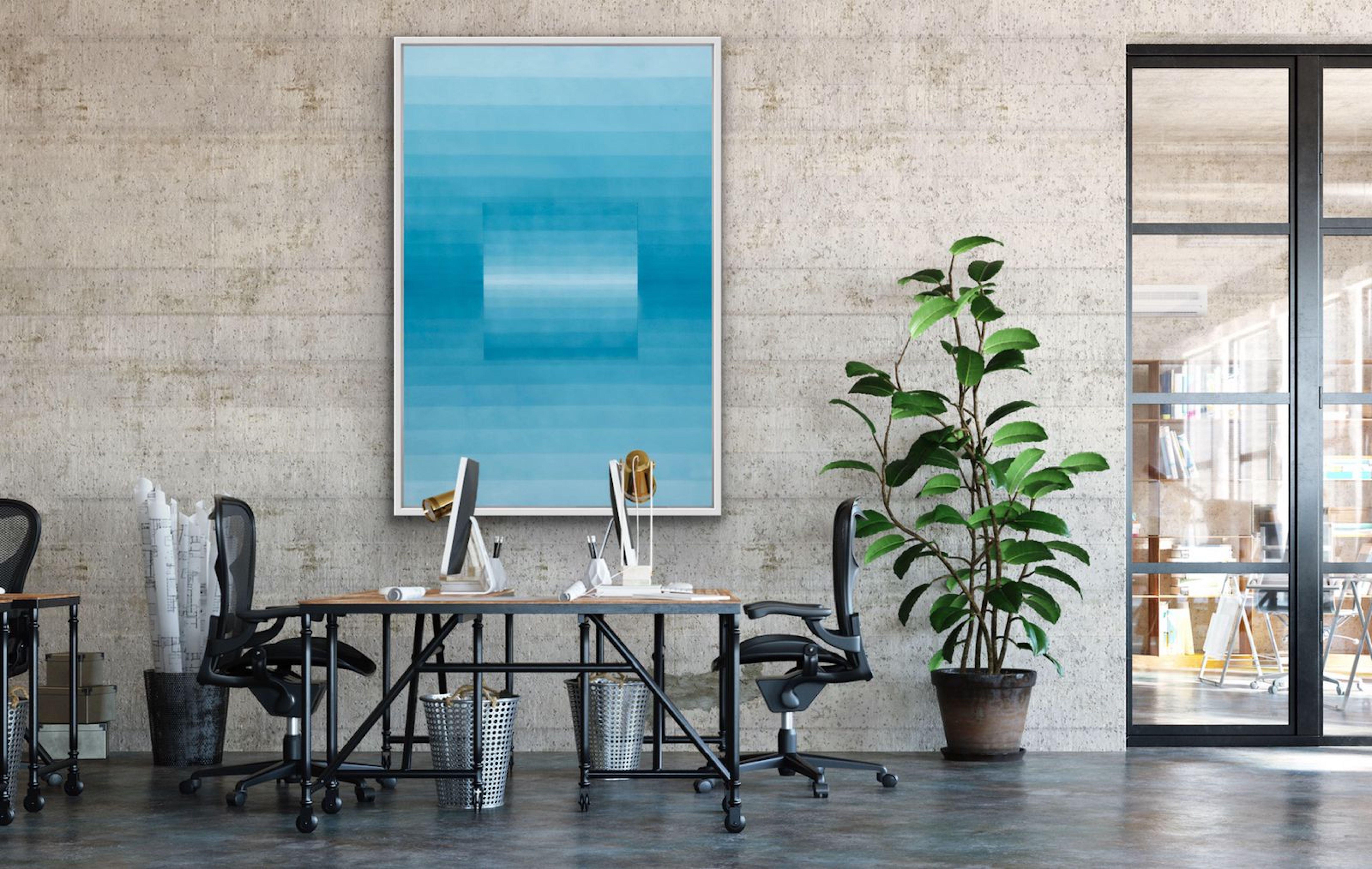 Two Sides 3, Pittura, Acrilico su tela - Abstract Painting Blu di Catia Goffinet