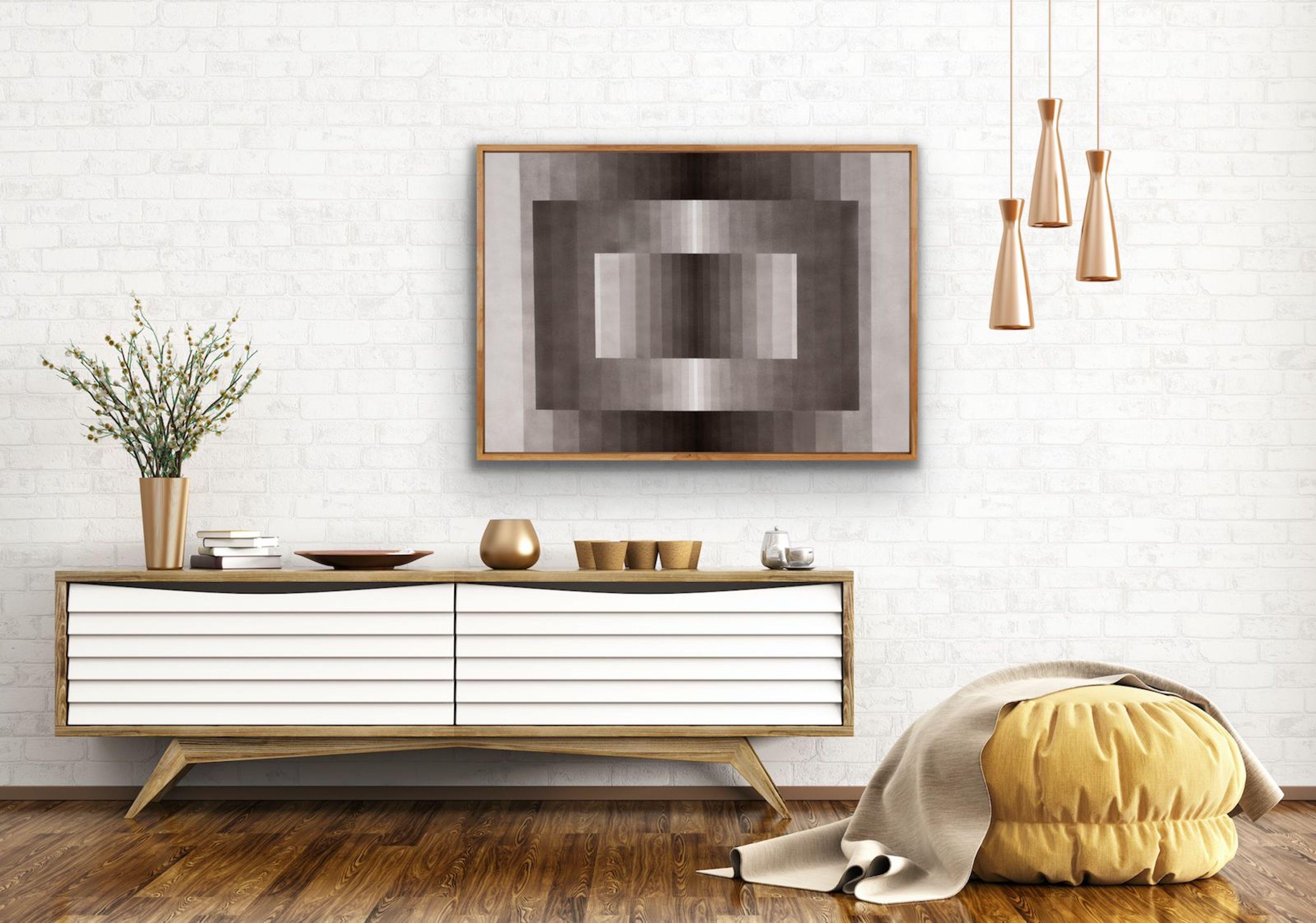 Two Sides 5, Pittura, Acrilico su tela - Abstract Painting Grigio di Catia Goffinet