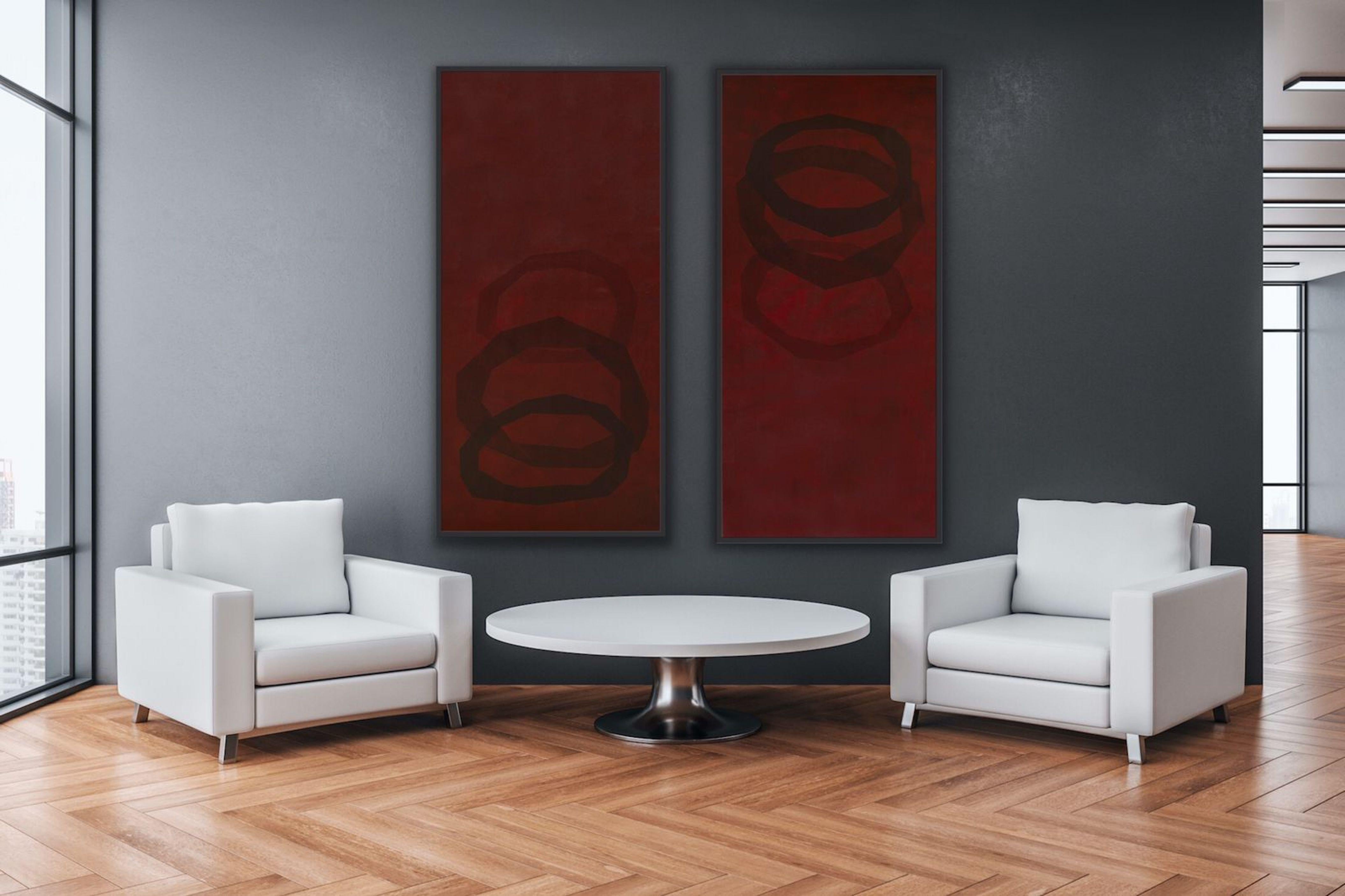 Ways Red - Diptych Painting, Painting, Acrylic on Canvas For Sale 2