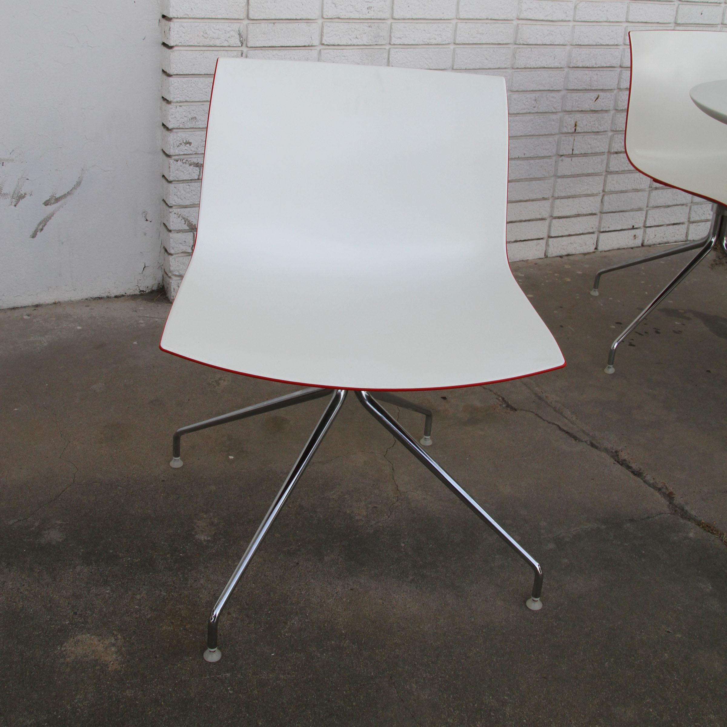 Chrome Catifa 46 Dining Chairs and Dizzie Dining Table by Lievore Altherr Molina