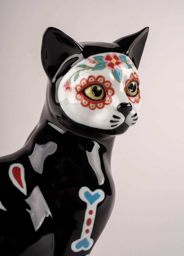 Spanish Catrina Cat Figurine For Sale