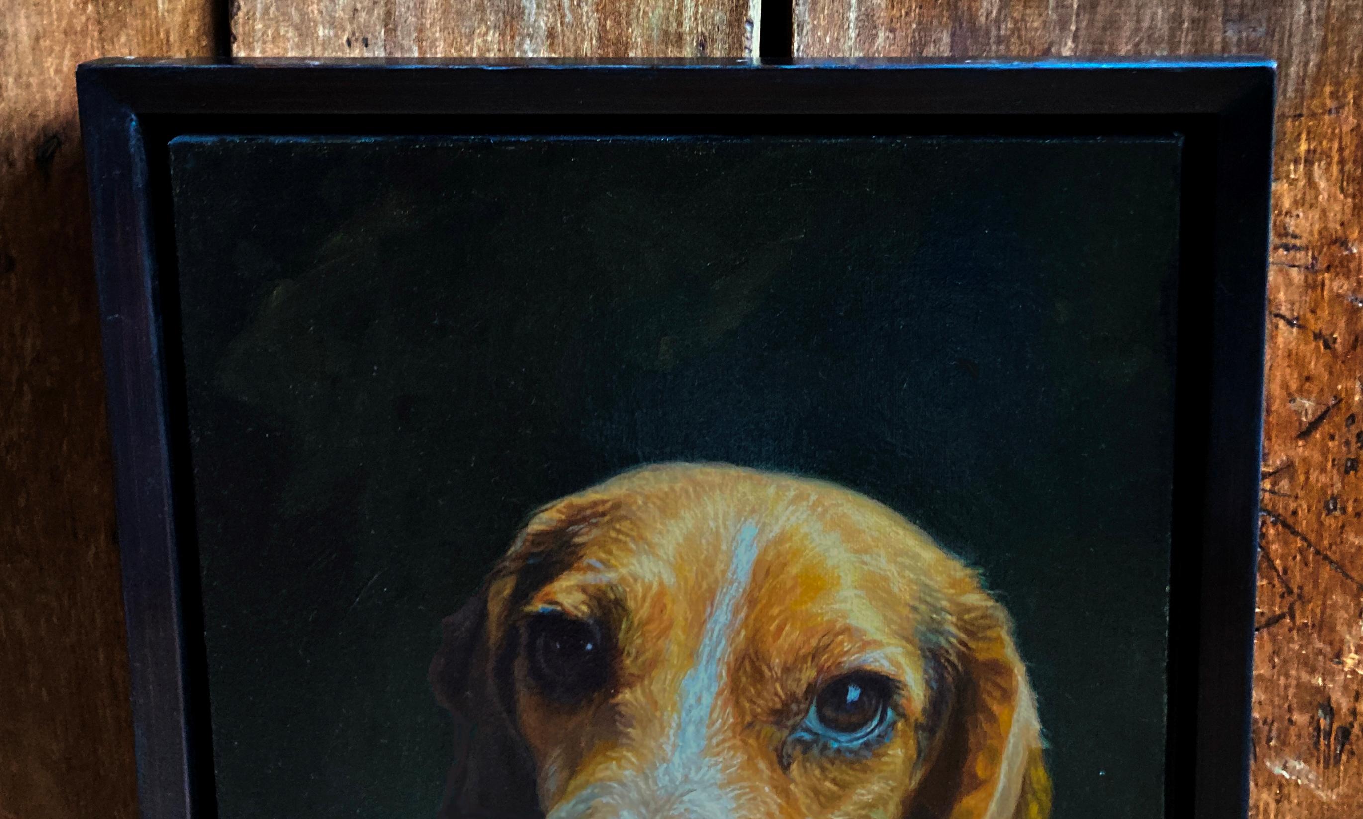 Sue Anne, un dipinto di cani Beagle che chiede l'elemosina per gli animali domestici fa sorridere lo spettatore - Painting di Catrina Monroe