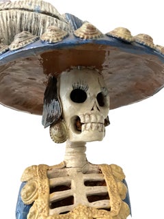 Catrina, polychrome terracotta sculpture, Mexico