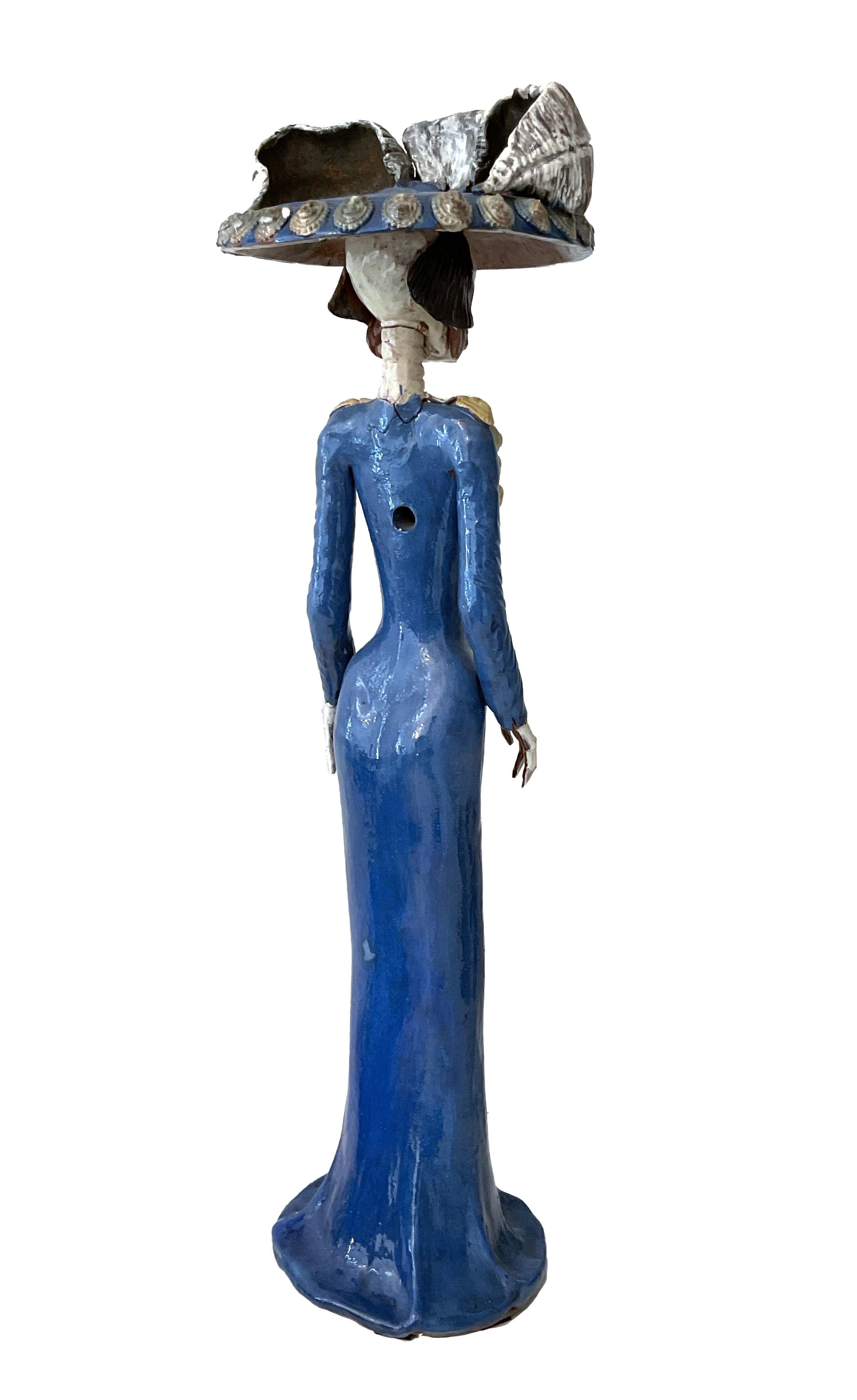 Mexican Catrina, sculpture en terre cuite polychrome, Mexique en vente