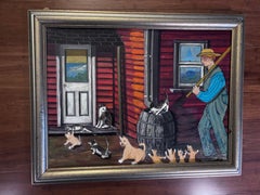 Cats Cats Cats Painting Outsider Folk Artist Gloria Laposka