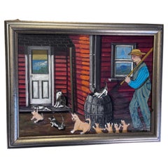 Cats Cats Cats Painting Outsider Folk Artist Gloria Laposka