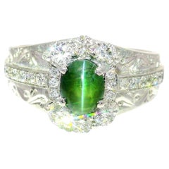 Cats-Eye Alexandrite Diamond 18K White Gold Ring