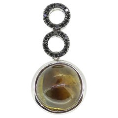 Cats Eye and Black Diamond Pendant