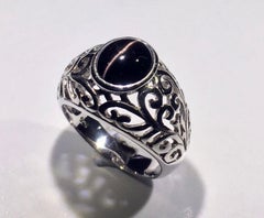 Cats Eye Cabochon Sillimanite Silver Ring