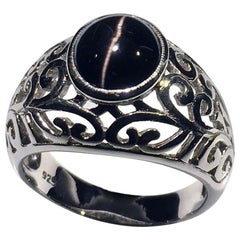 Used Cats Eye Cabochon Sillimanite Silver Ring