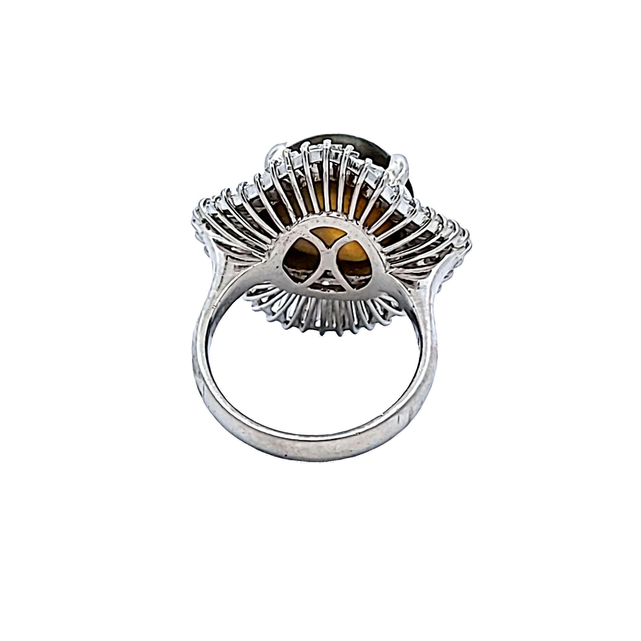 Cat's-Eye Chrysoberyll 3,43 Karat Platin-Ballerina-Ring in Baguette-Form mit Katzenschliff Damen im Angebot