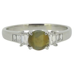 Cat's Eye Chrysoberyl and Diamond Ring