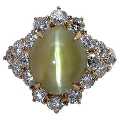 Ring mit Katzenauge, Chrysoberyll und Diamant