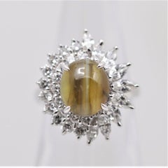 Cats Eye Chrysoberyl Diamond Platinum Ring