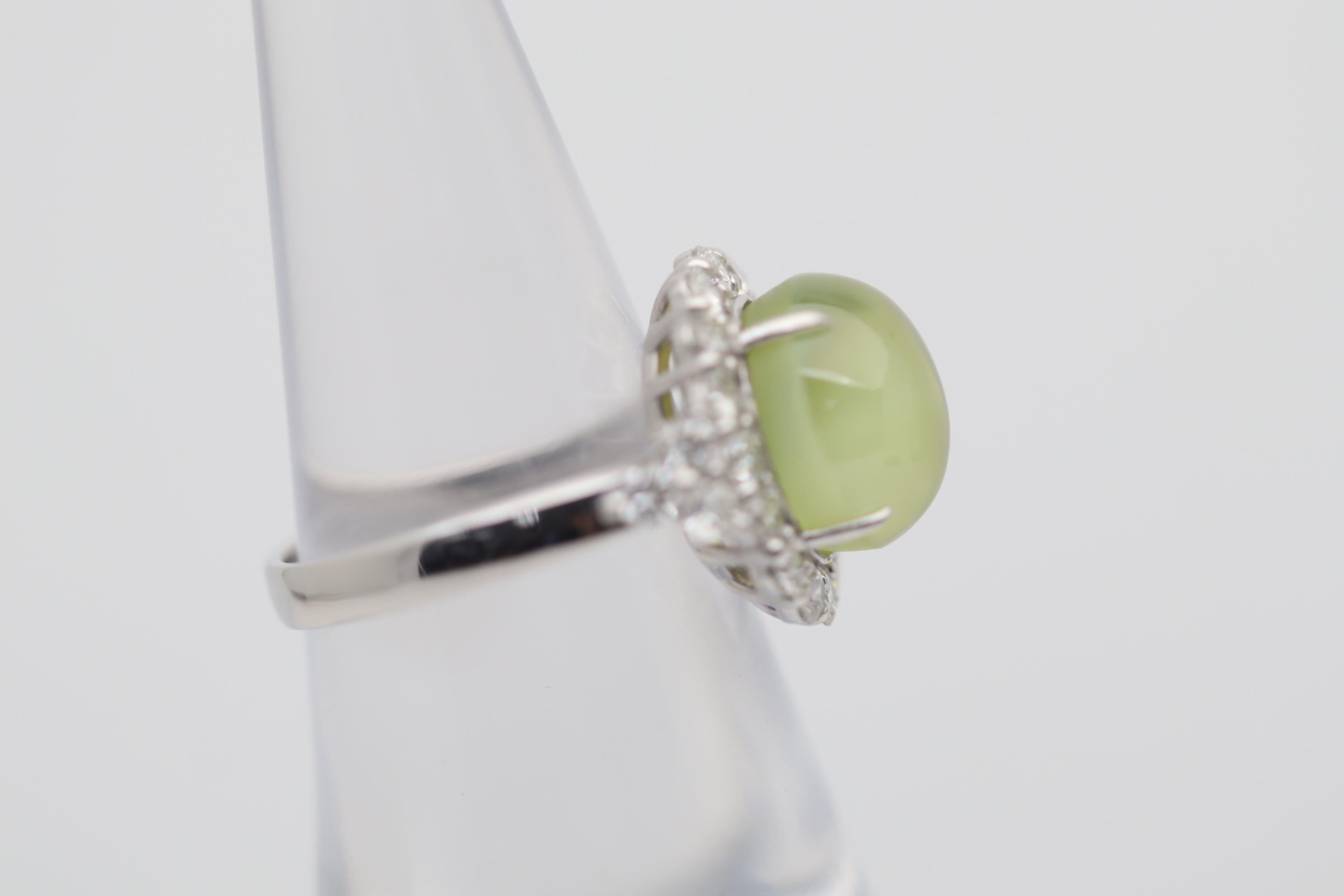 Cats Eye Chrysoberyl Diamond Platinum Ring In New Condition For Sale In Beverly Hills, CA