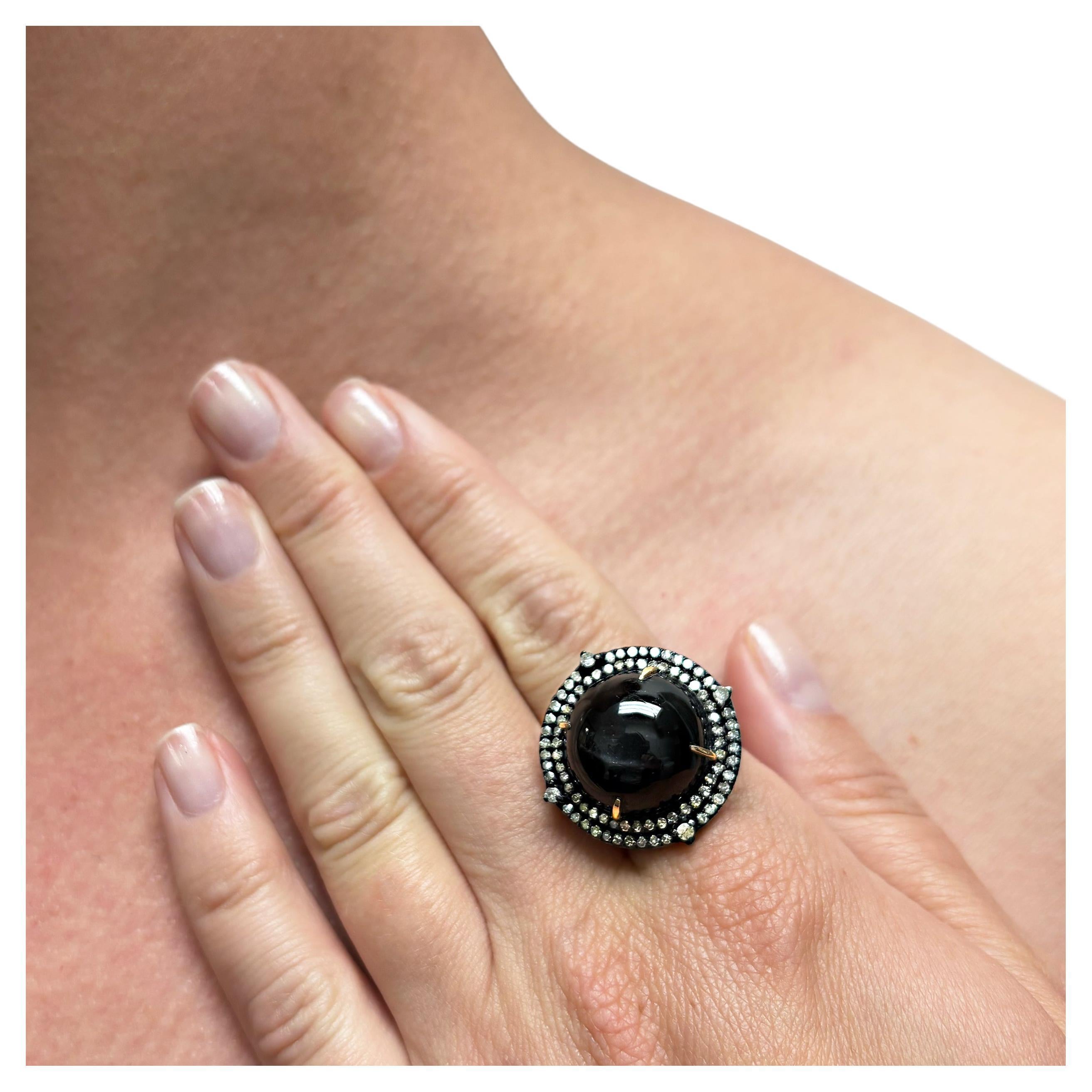 Anello Paradizia con occhio di gatto, diopside e diamanti in vendita