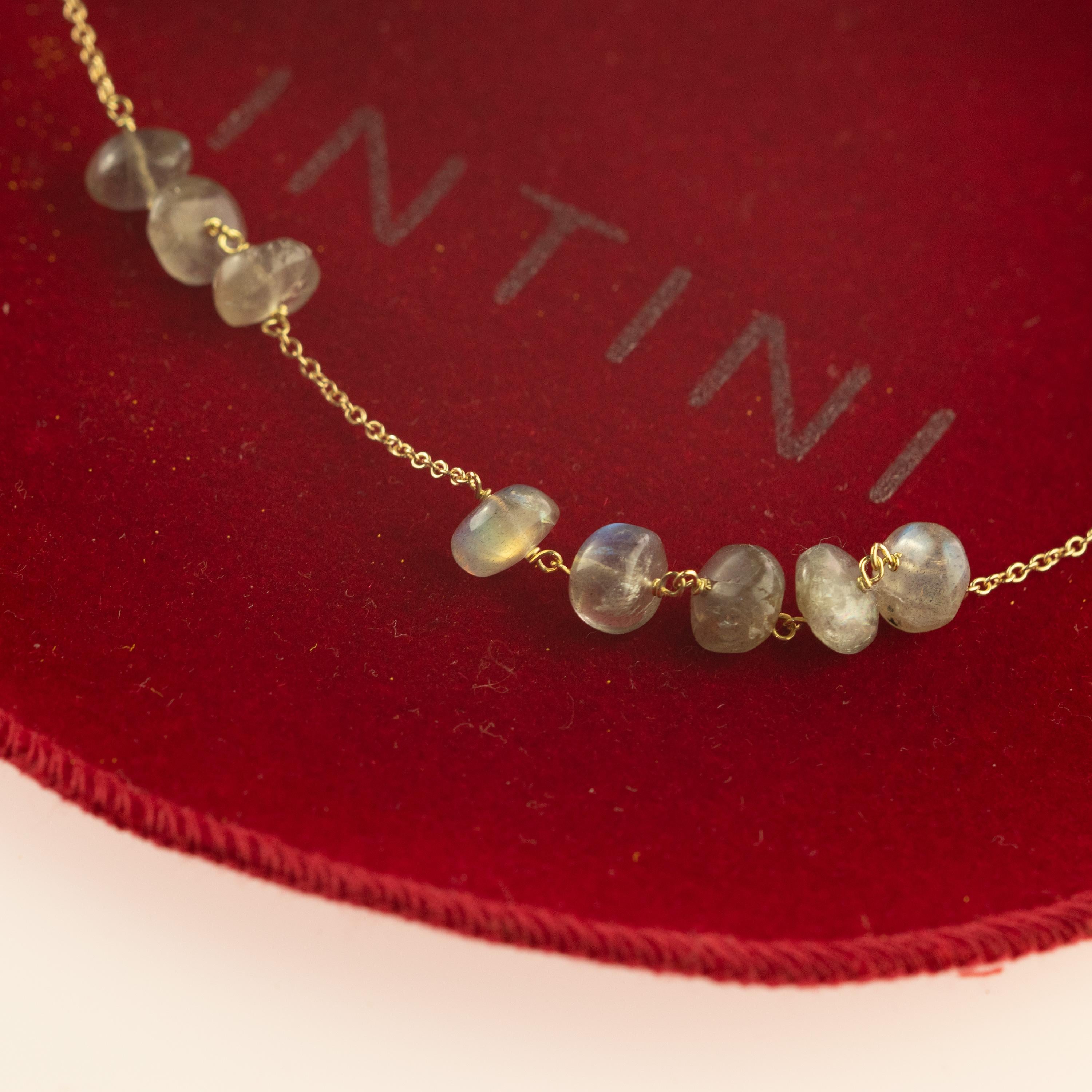 Collier cocktail chic à chaîne en or jaune 9 carats avec rondelles en forme d'œil de chat, fait à la main en vente 4