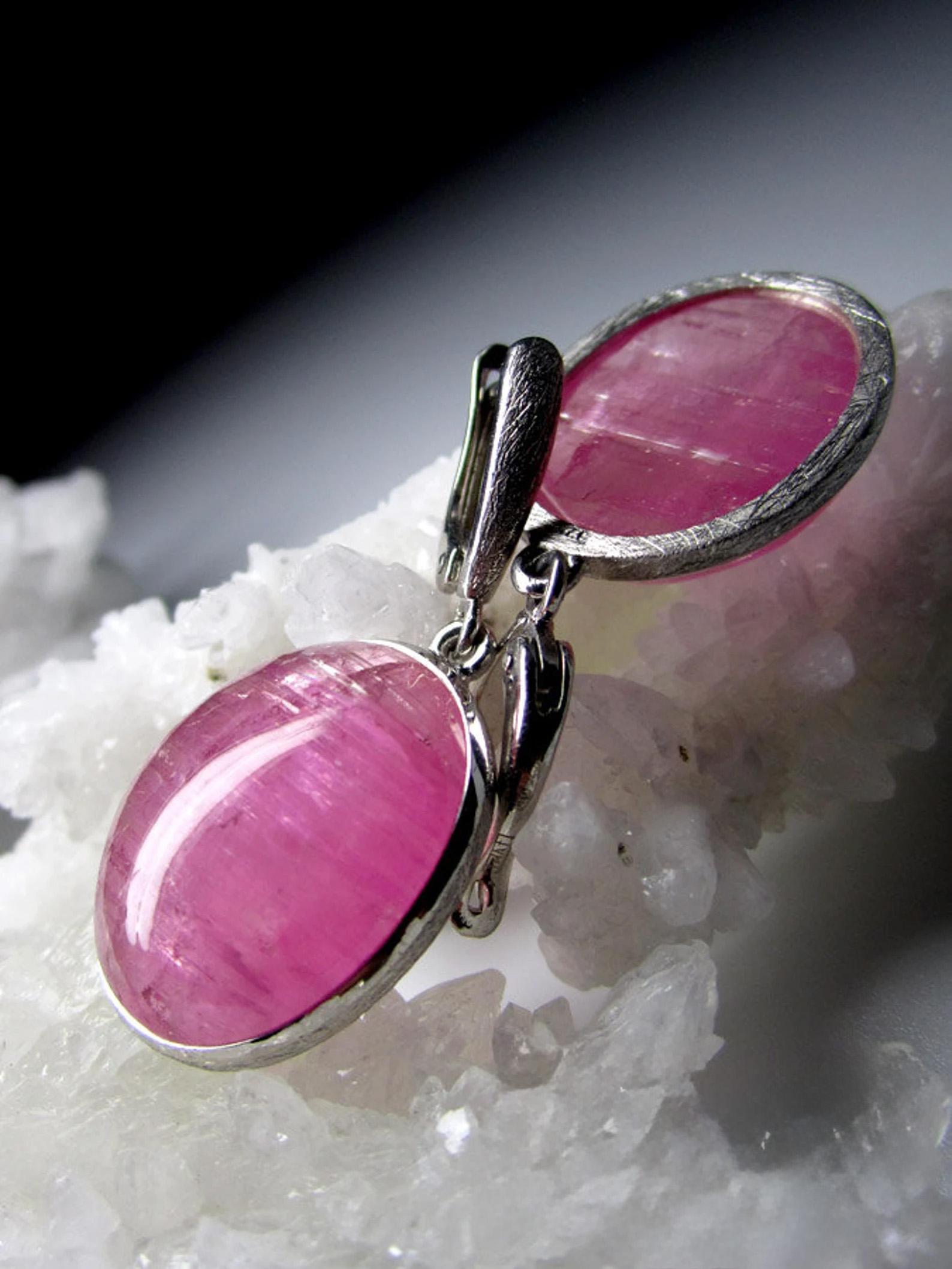 da uomo o donna Orecchini d'argento con tormalina rubellite occhio di gatto Effetto catoyant Regalo naturale per lei in vendita