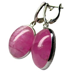 Cat's Eye Rubellite Tourmaline Silver Earrings Chatoyant Effect Natural gift her