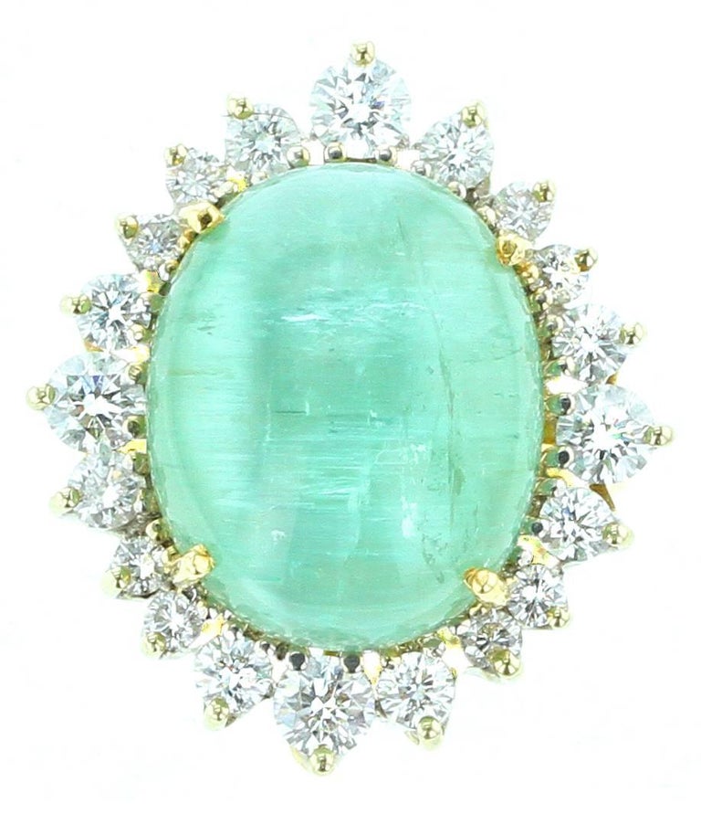 Cat's Eye Tourmaline and Diamond Ring For Sale at 1stDibs