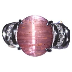 Cats Eye Tourmaline Diamond Platinum Ring