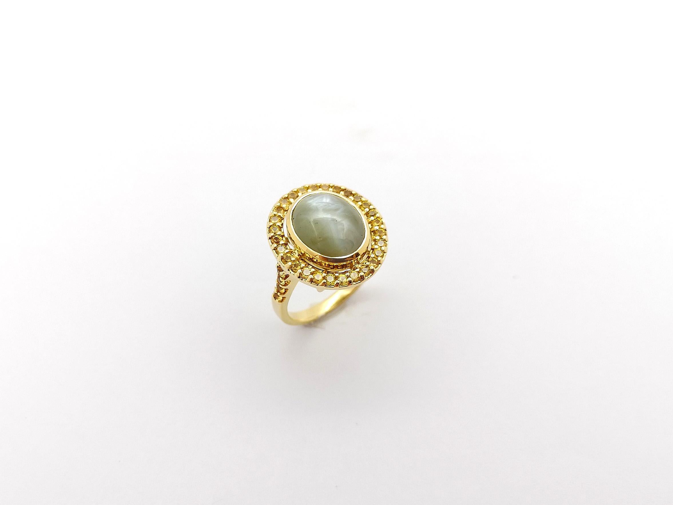 Cat's Eye with Yellow Sapphire Ring set in 18K Gold Settings For Sale 10