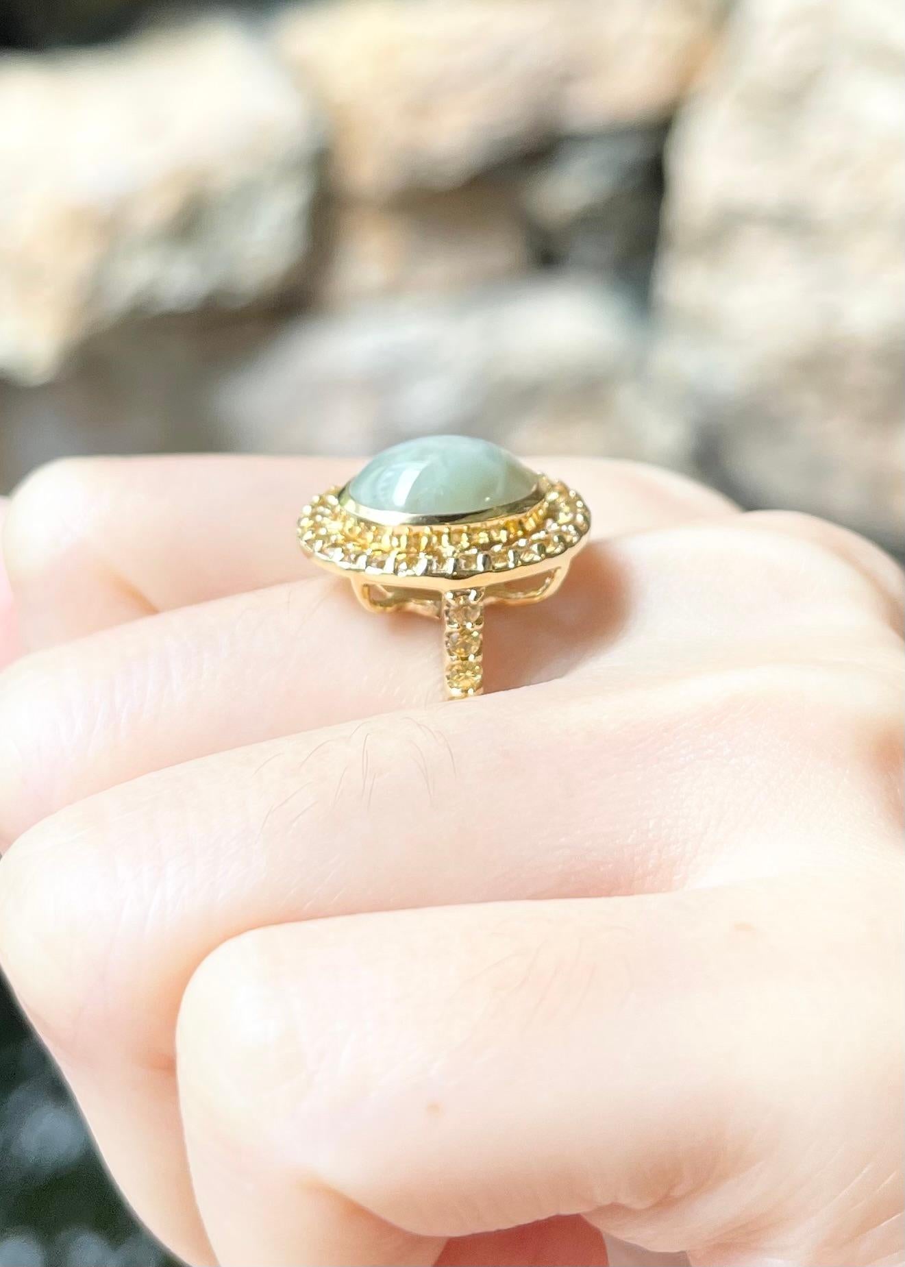 Bague œil de chat avec saphir jaune en or 18 carats en vente 2